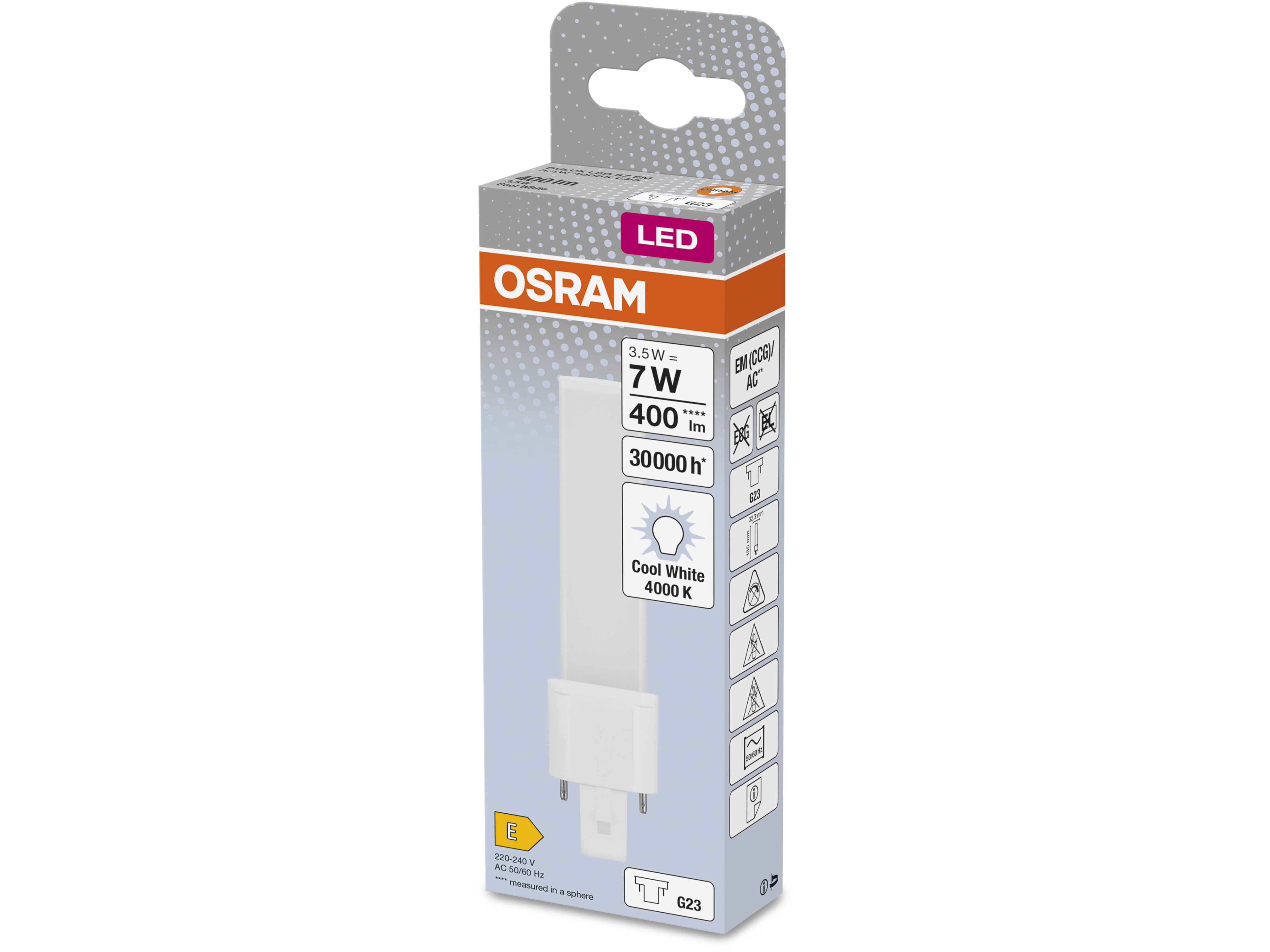 OSRAM LED-Lampe, Dulux S7, G23, EEK: E, 3,5W, 400lm, 4000K OSRAM LED-Lampe, Dulux S7, G23, EEK: E, 3,5W, 400lm, 4000K