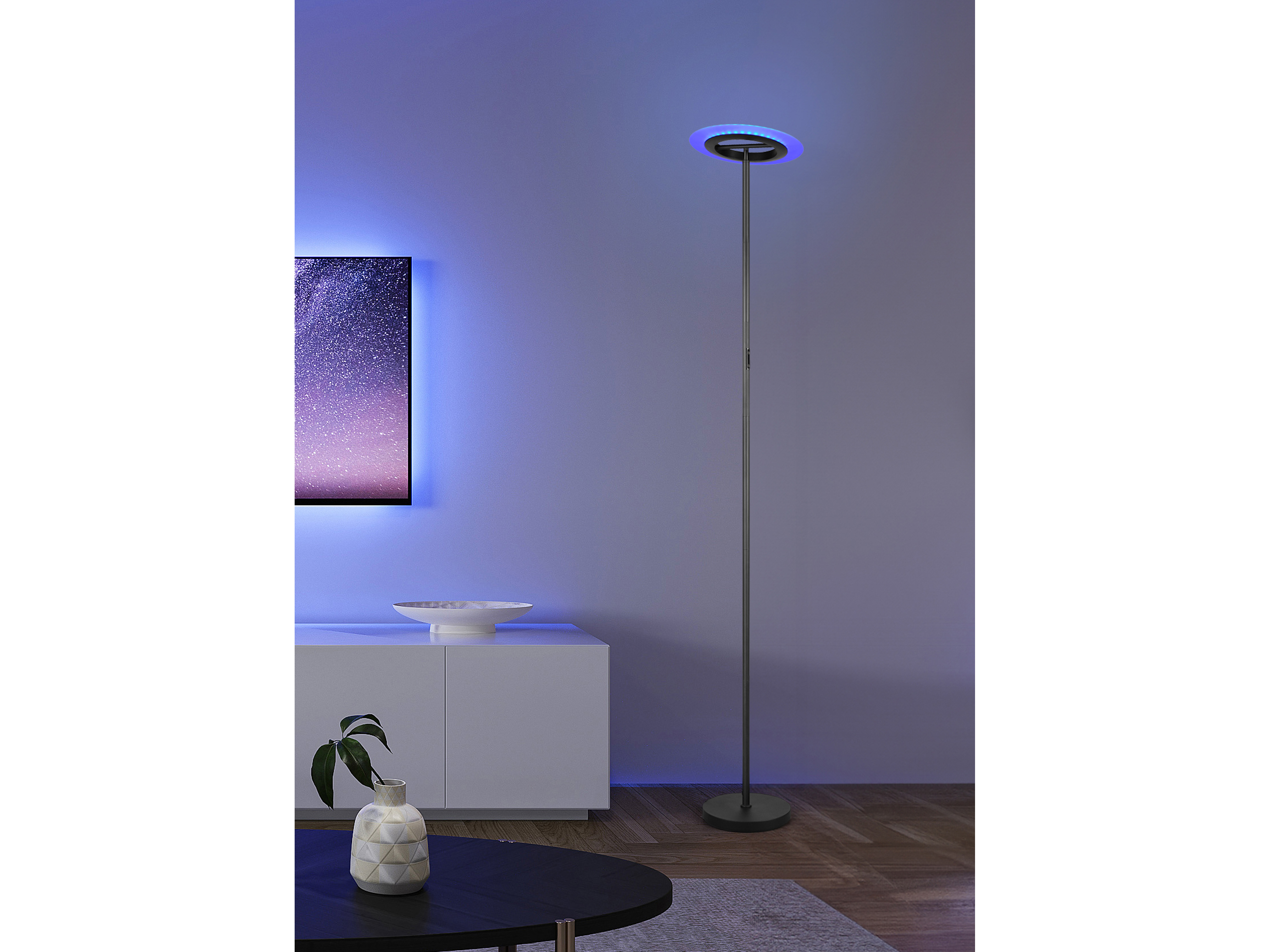 REALITY LED-Stehleuchte Samba R43411132, 16,5W, 2700... 6500K, 1900lm, CCT, RGB, IP20, schwarz REALITY LED-Stehleuchte Samba R43411132, 16,5W, 2700... 6500K, 1900lm, CCT, RGB, IP20, schwarz