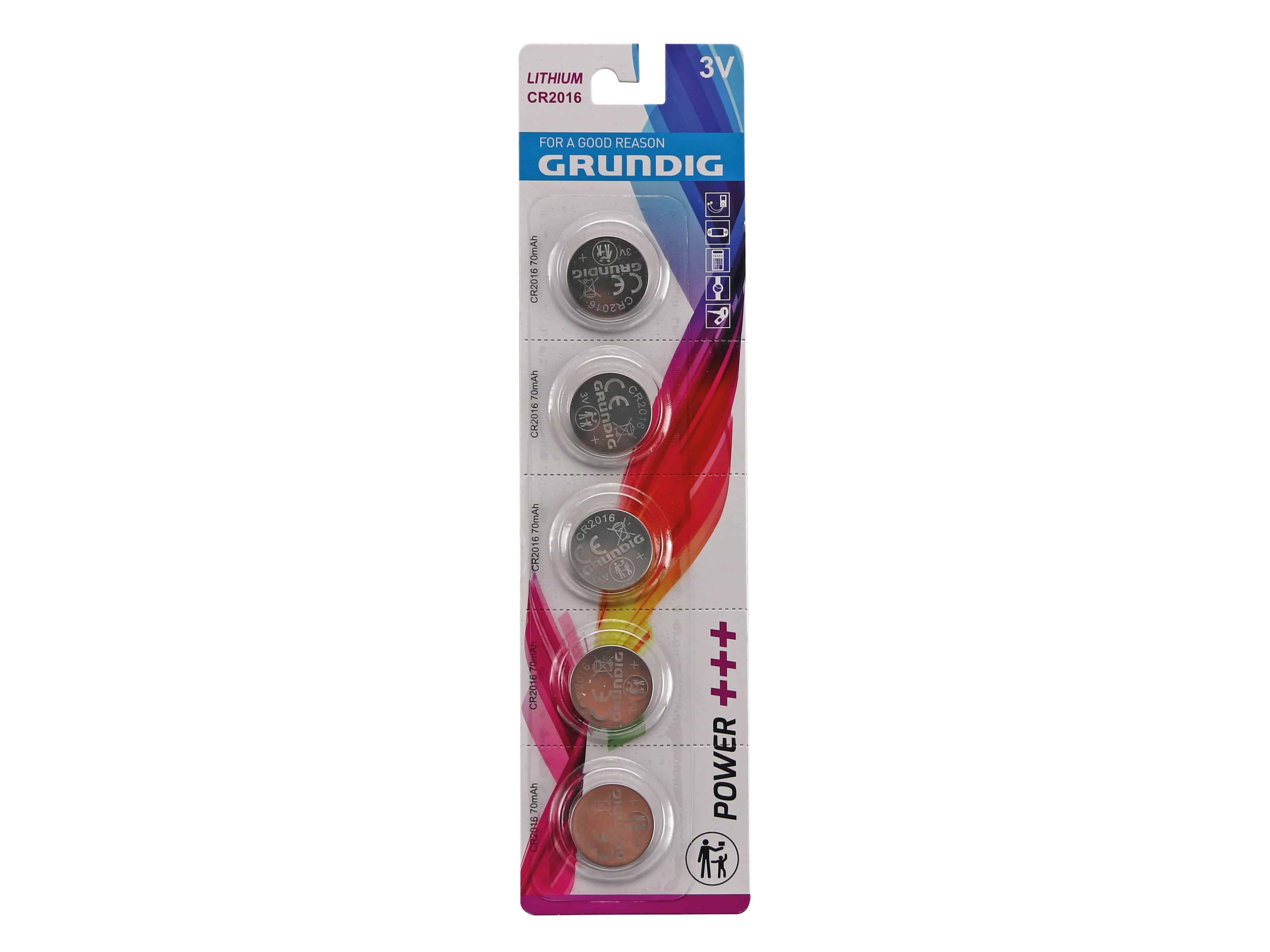 GRUNDIG Knopfzelle CR2016, 5 Stück GRUNDIG Knopfzelle CR2016, 5 Stück
