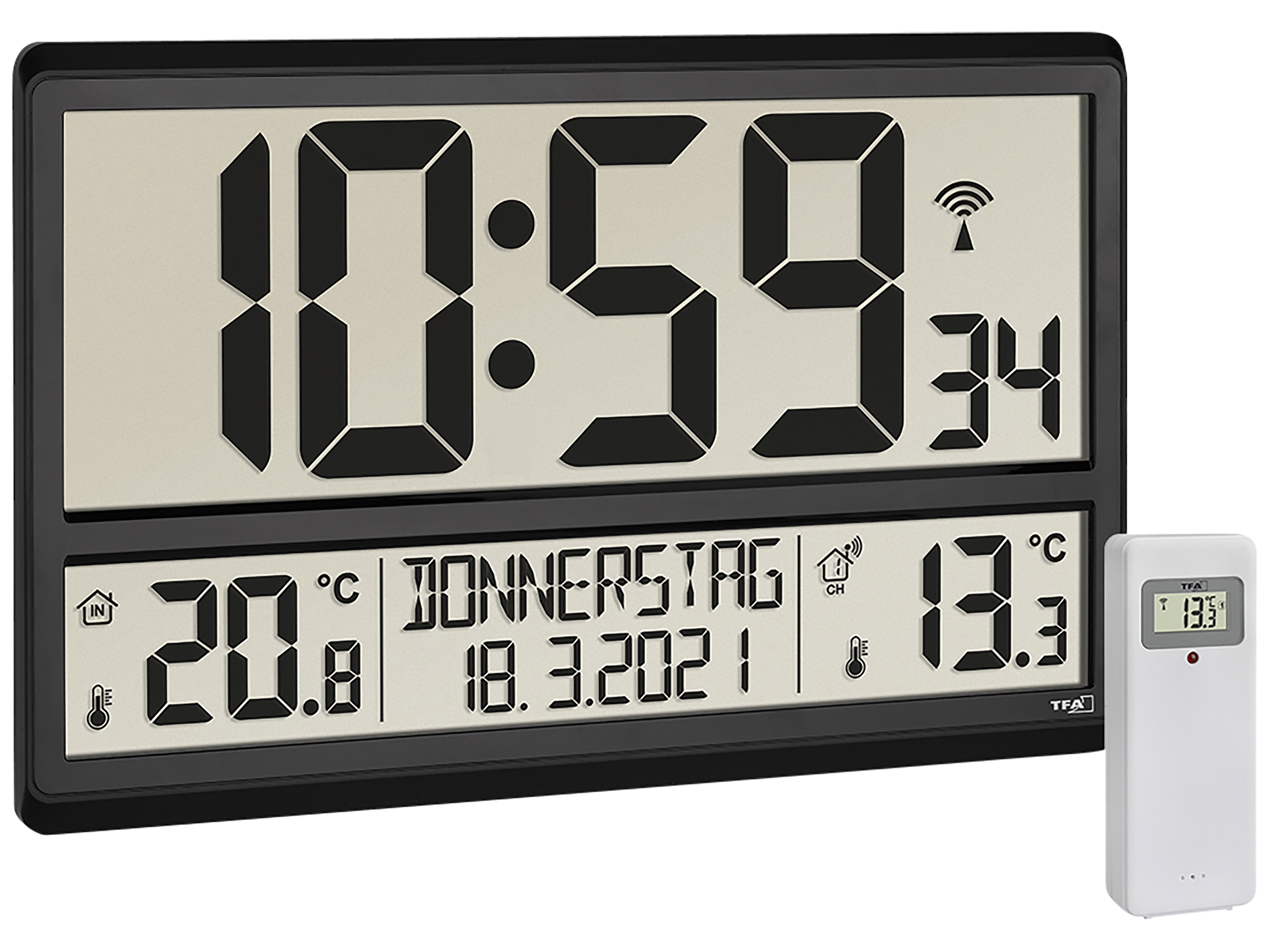 TFA Digitale XL-Funkuhr 60.4521.01, mit Außen- und Innentemperatur