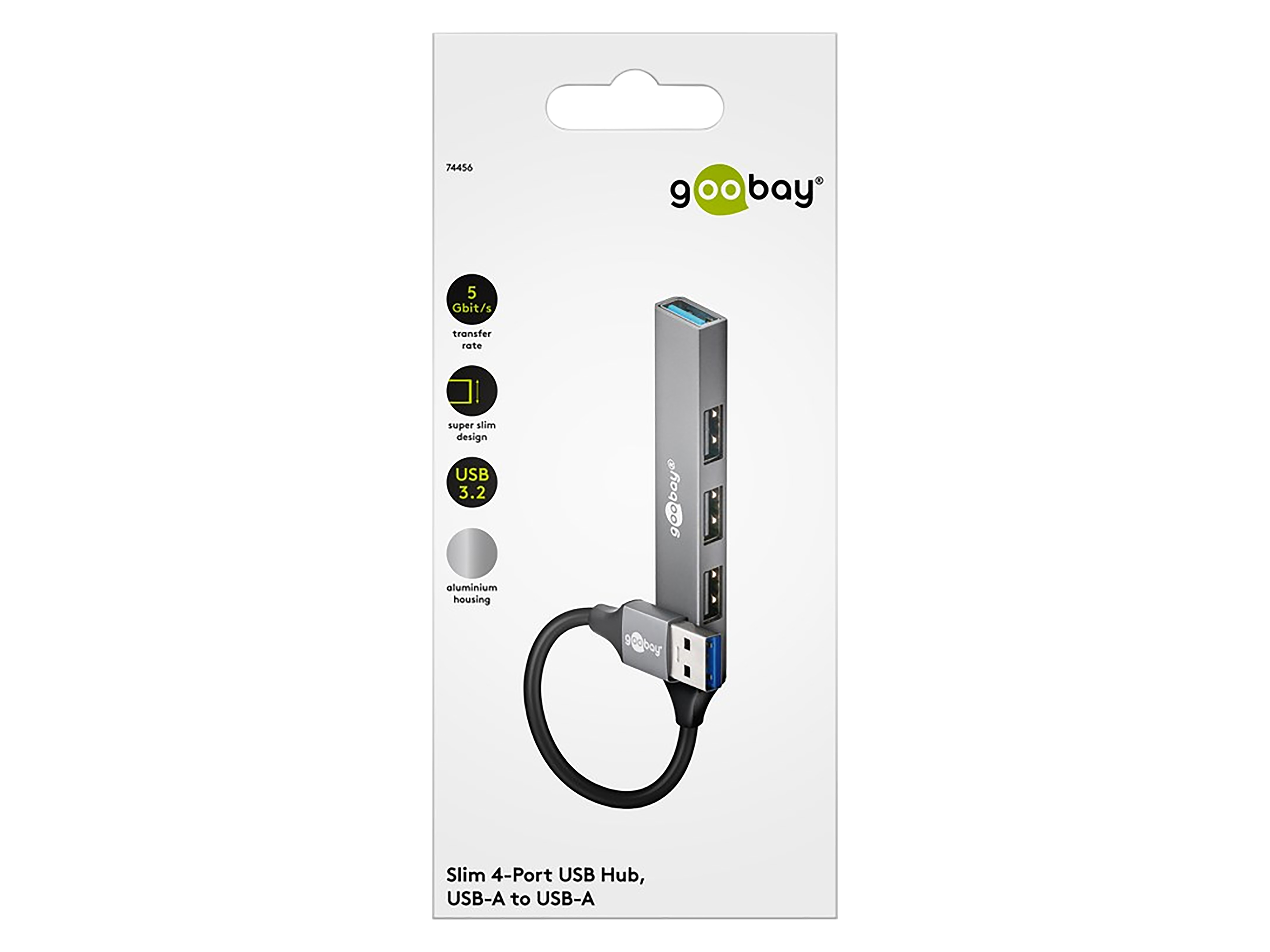 GOOBAY USB3.2 Hub 74456 Slim 4 Port USB-A auf USB-A GOOBAY USB3.2 Hub 74456 Slim 4 Port USB-A auf USB-A