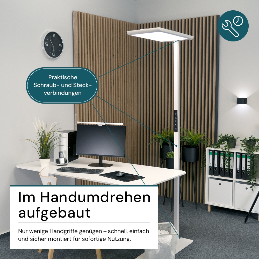 LUXULA LED-Büro-Stehleuchte, Up/Down, 100W, 4000K, EEK: F, 7000lm, IP20, dimmbar, weiß LUXULA LED-Büro-Stehleuchte, Up/Down, 100W, 4000K, EEK: F, 7000lm, IP20, dimmbar, weiß