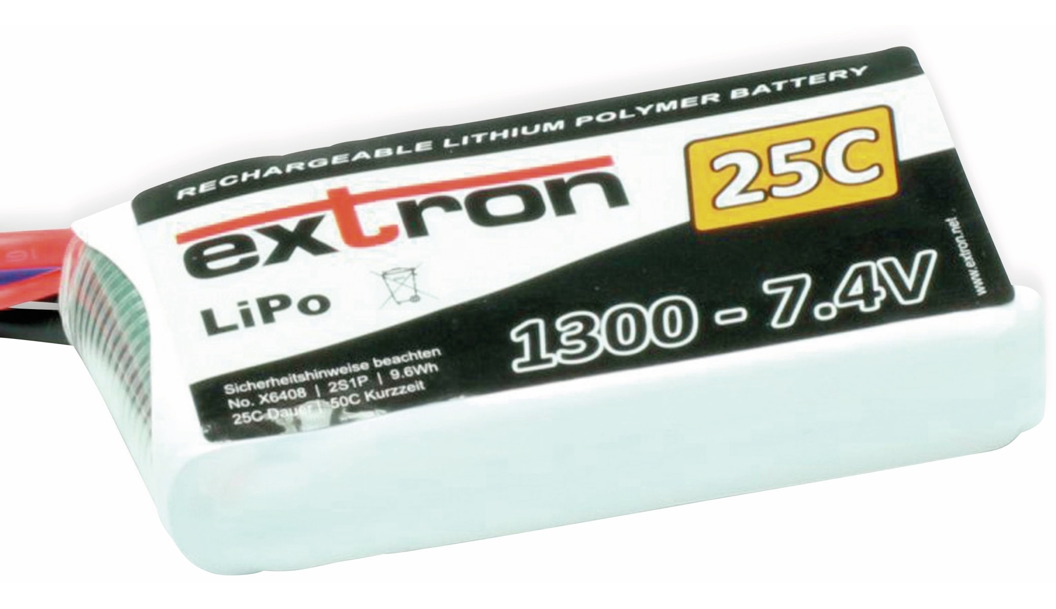 EXTRON Modellbau-Akkupack X2, LiPo, 7,4 V-/1300 mAh, 25C