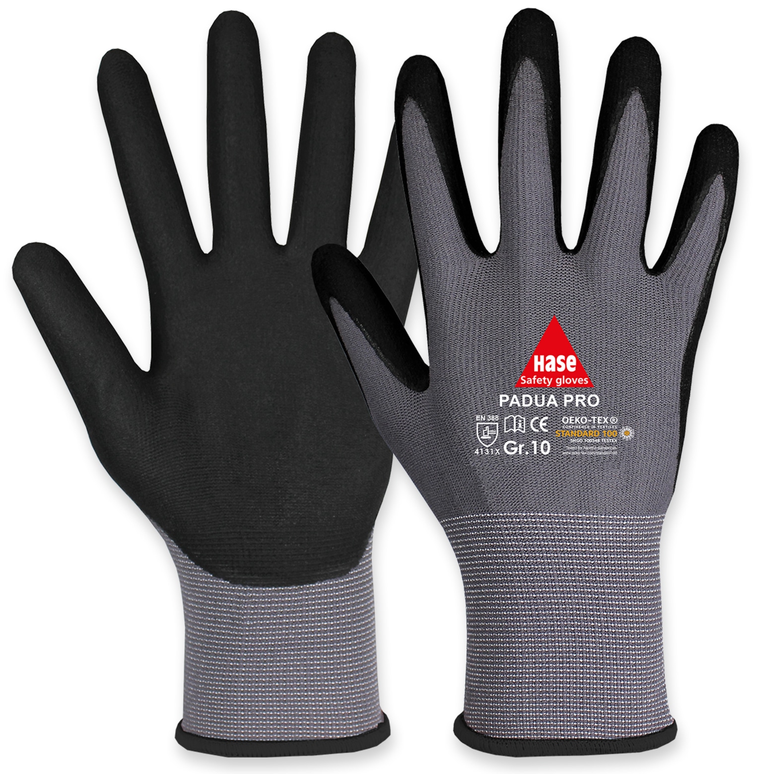 HASE SAFETY GLOVES Arbeitshandschuhe, Padua Pro, EN388, EN 420, grau/schwarz, Größe 11 HASE SAFETY GLOVES Arbeitshandschuhe, Padua Pro, EN388, EN 420, grau/schwarz, Größe 11