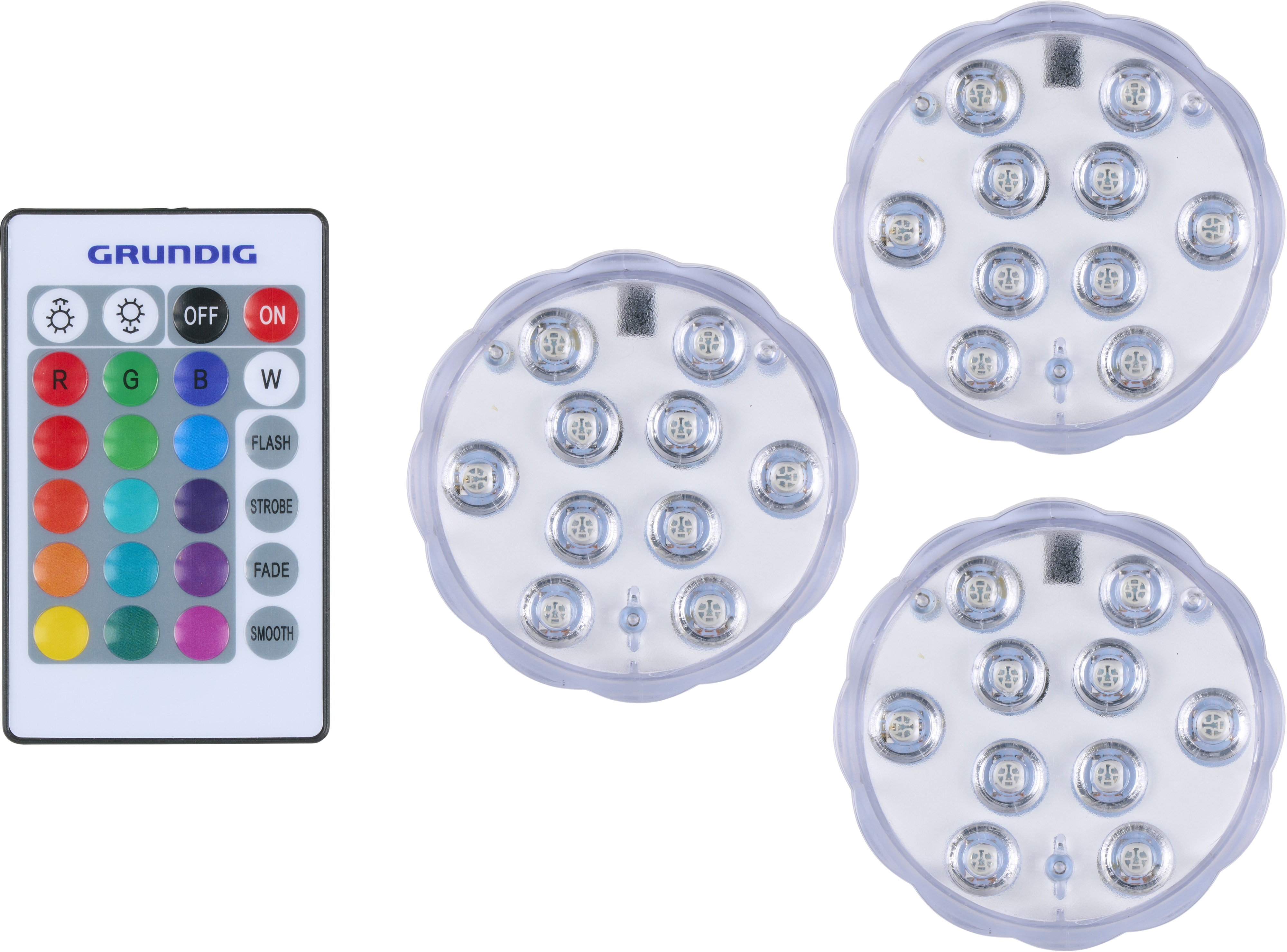 GRUNDIG, LED-Leuchten, 34741, 3er-Set, mit FB, weiß