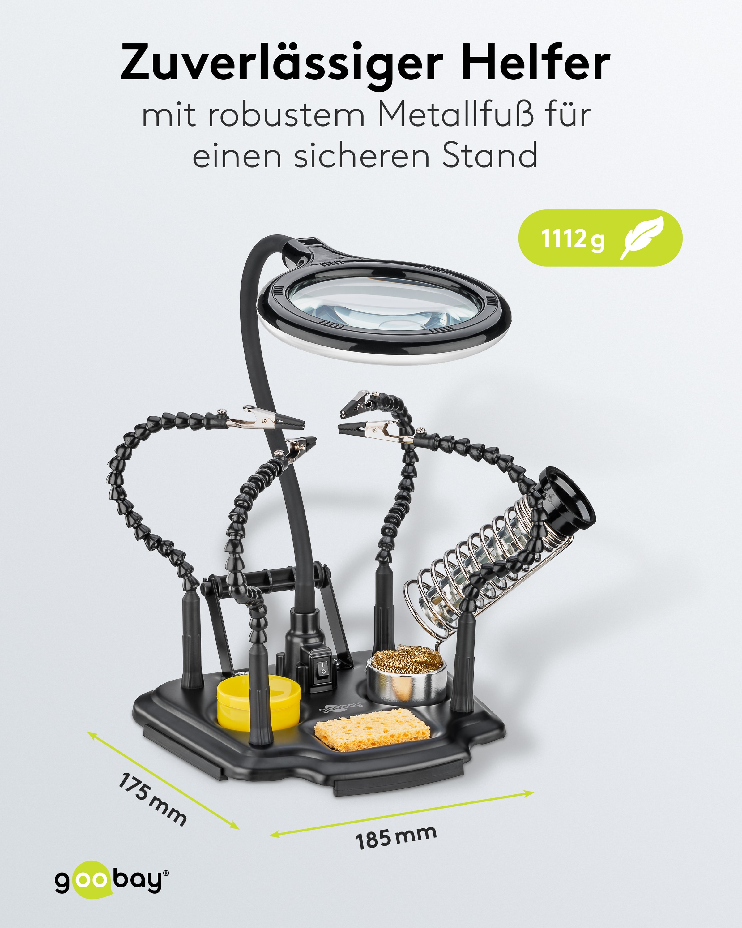 GOOBAY Löthilfe, 76558, mit Lupenleuchte und Schwanenhals-Armen GOOBAY Löthilfe, 76558, mit Lupenleuchte und Schwanenhals-Armen
