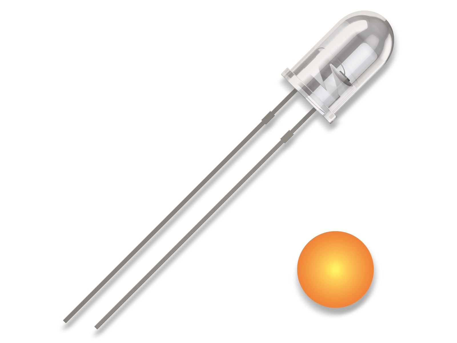 QUADRIOS LED, 5 mm, Gelb, 2,54 mm QUADRIOS LED, 5 mm, Lichtfarbe: Gelb, Gehäusefarbe: Klar, 2500 mcd, 590 nm, 2,54 mm