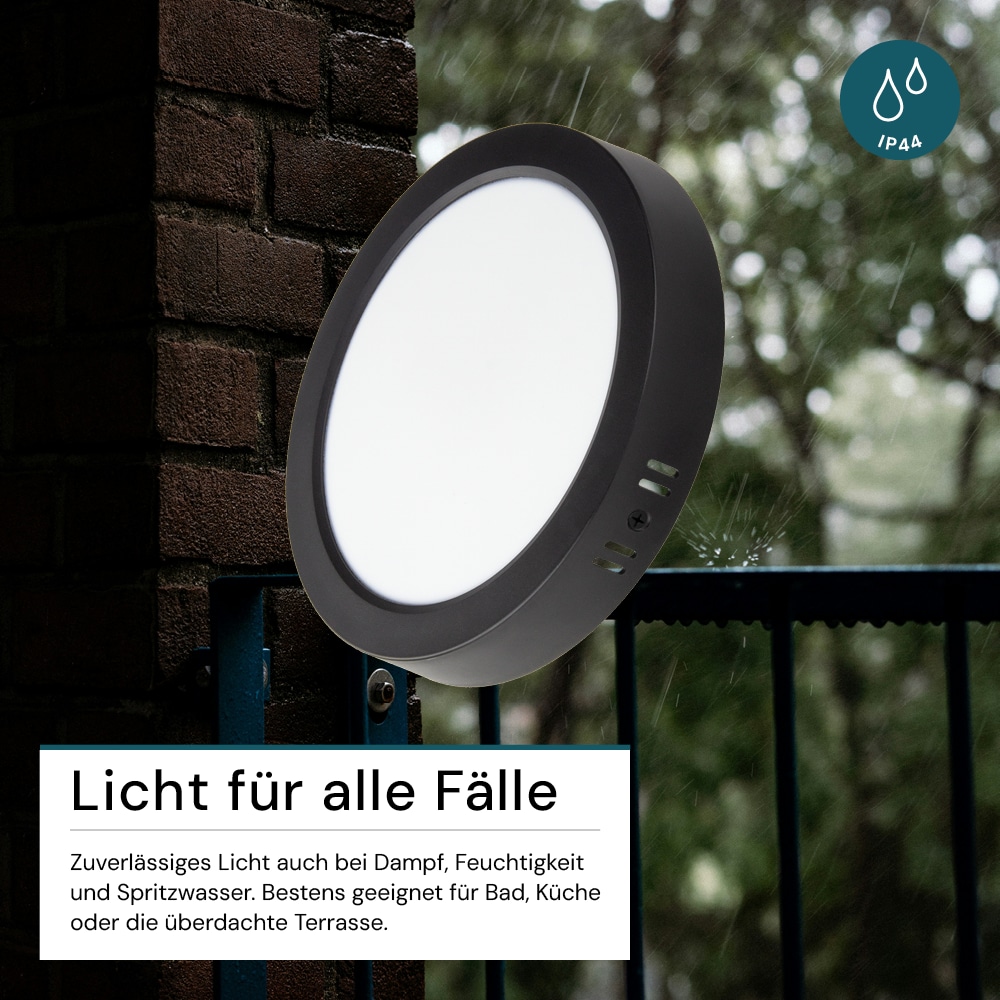 LUXULA LED-Deckenlechte, 18W, EEK: F, 1800lm, CCT, IP44, rund, schwarz