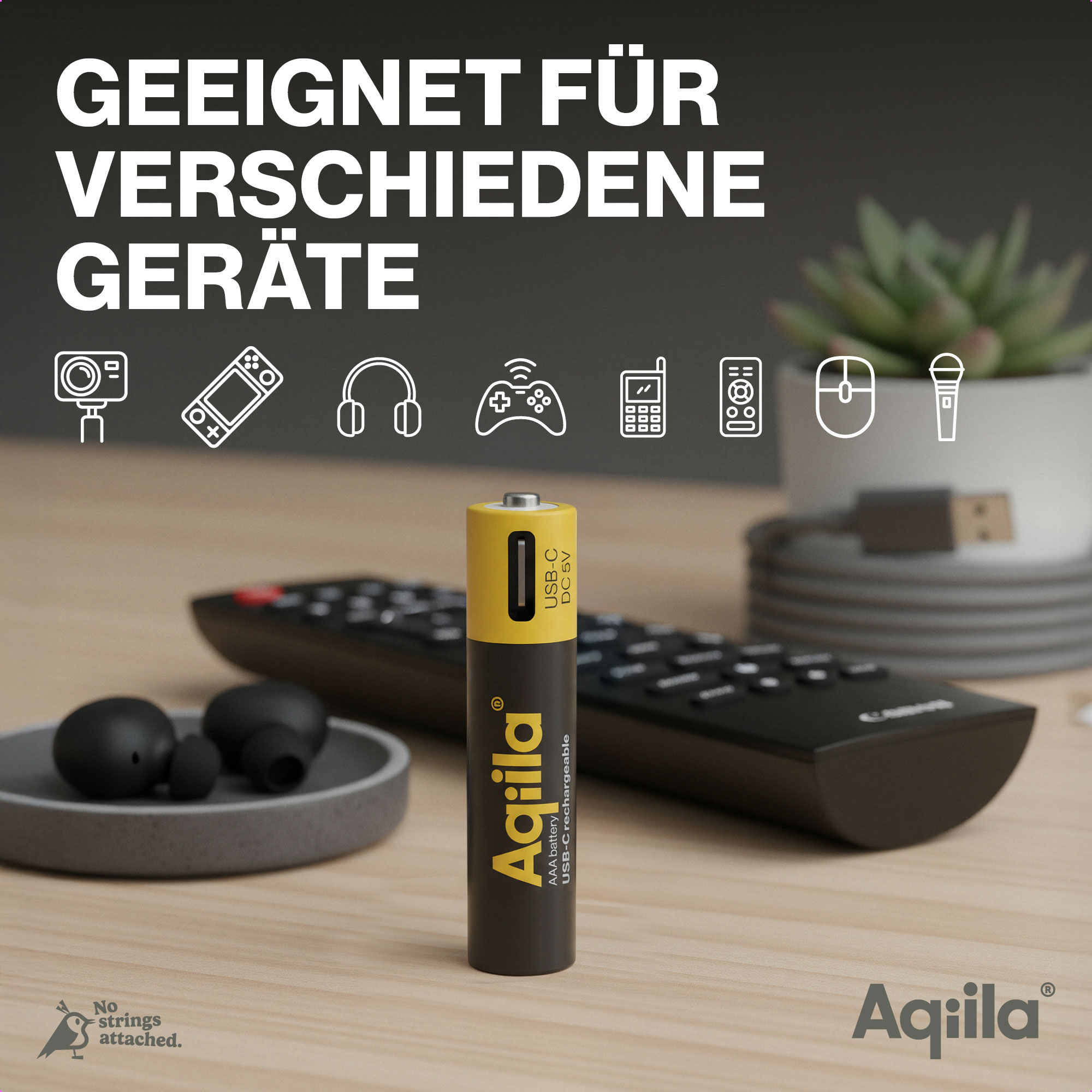 AQIILA Li-lon-Akku, AAA, USB-C, 1,5 V, 4er Pack Li-lon-Akku AQILLA, AAA, USB-C, 1,5 V, 4er Pack