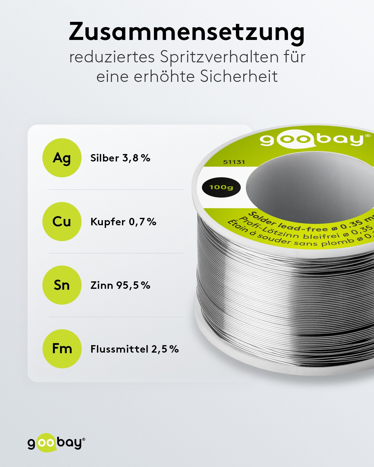 GOOBAY Lötzinn Pro, 100 g, Ø 0,35 mm GOOBAY Lötzinn Pro, 100 g, Ø 0,35 mm
