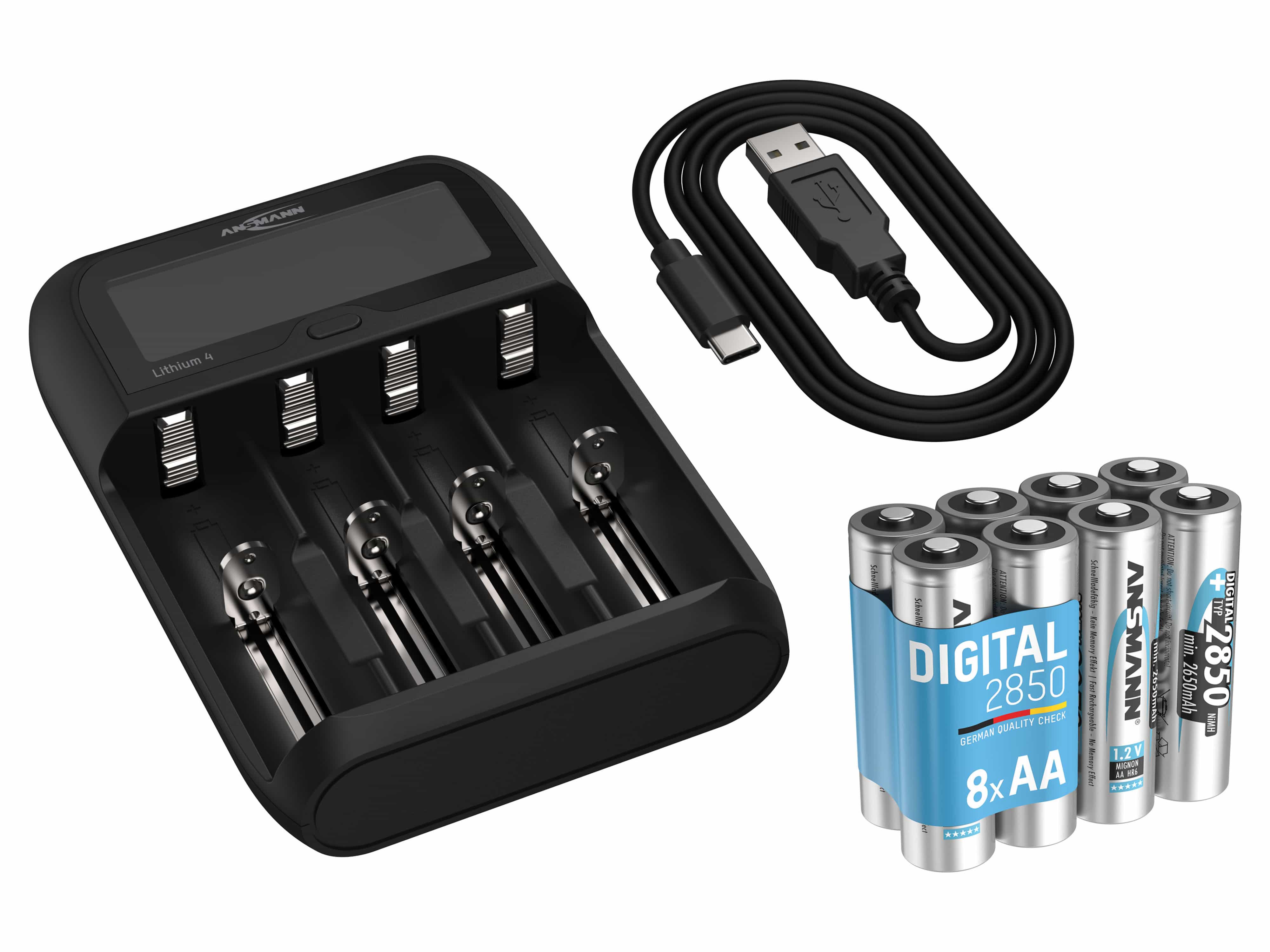 ANSMANN Lithium 4, Ladegerät, inkl. 8xAA NiMH Akkus 2850 mAh, Vorteilspack ANSMANN Lithium 4, Ladegerät, inkl. 8xAA NiMH Akkus 2850 mAh, Vorteilspack