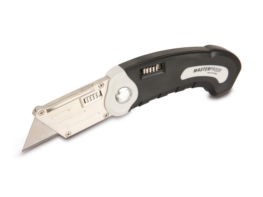 MASTERPROOF Klappmesser für Trapezklingen, mit 5 Ersatzklingen MASTERPROOF Klappmesser für Trapezklingen, mit 5 Ersatzklingen