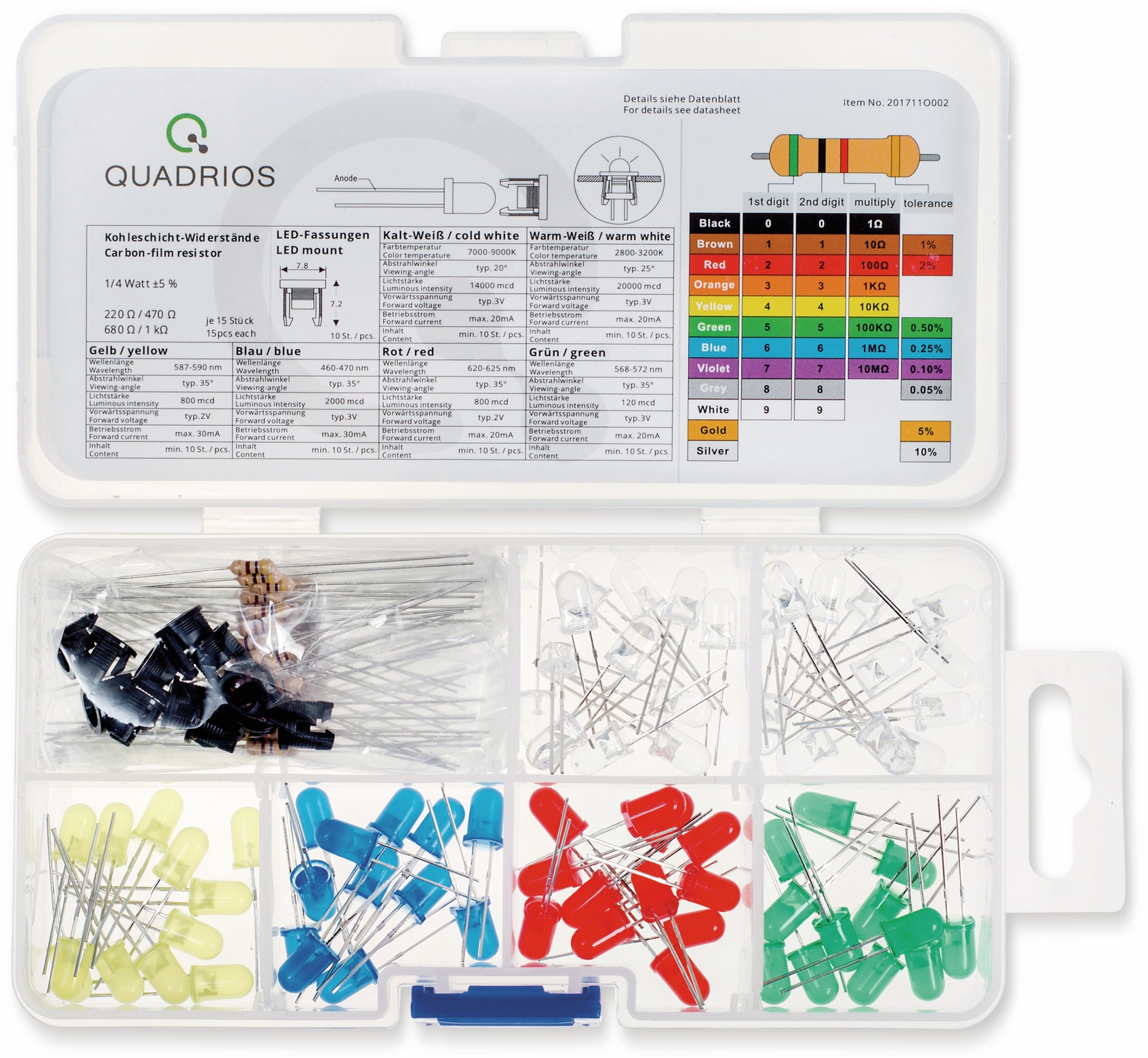 QUADRIOS LED-Set 201711O002, Standard, 5 mm, 130 Stück QUADRIOS, 201711O002, Standard LED-SET 5 mm, Diffus, Klar, 130 ST