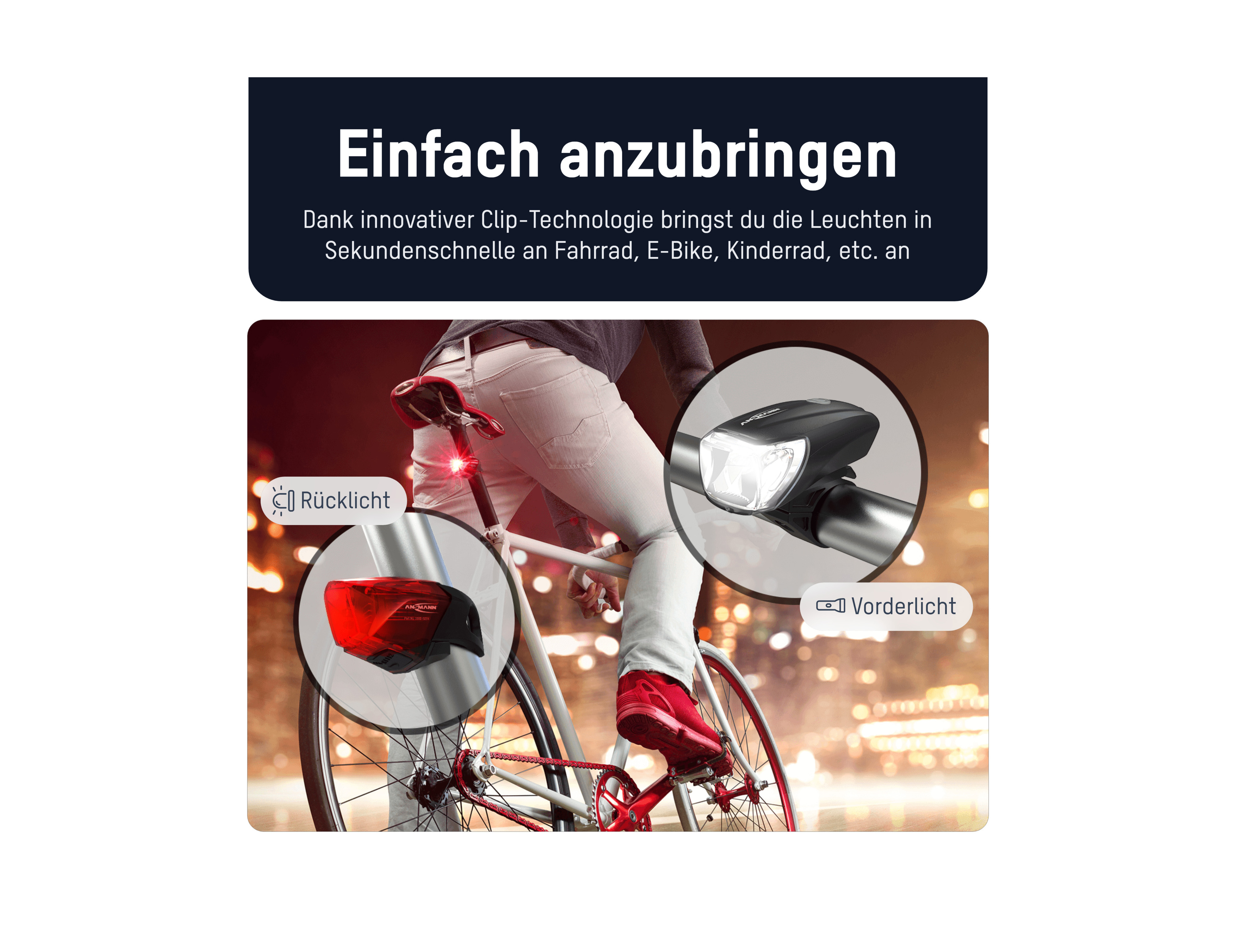 ANSMANN LED-Fahrrad-Beleuchtungs-Set, 1600-0254 ANSMANN LED-Fahrrad-Beleuchtungs-Set, 1600-0254