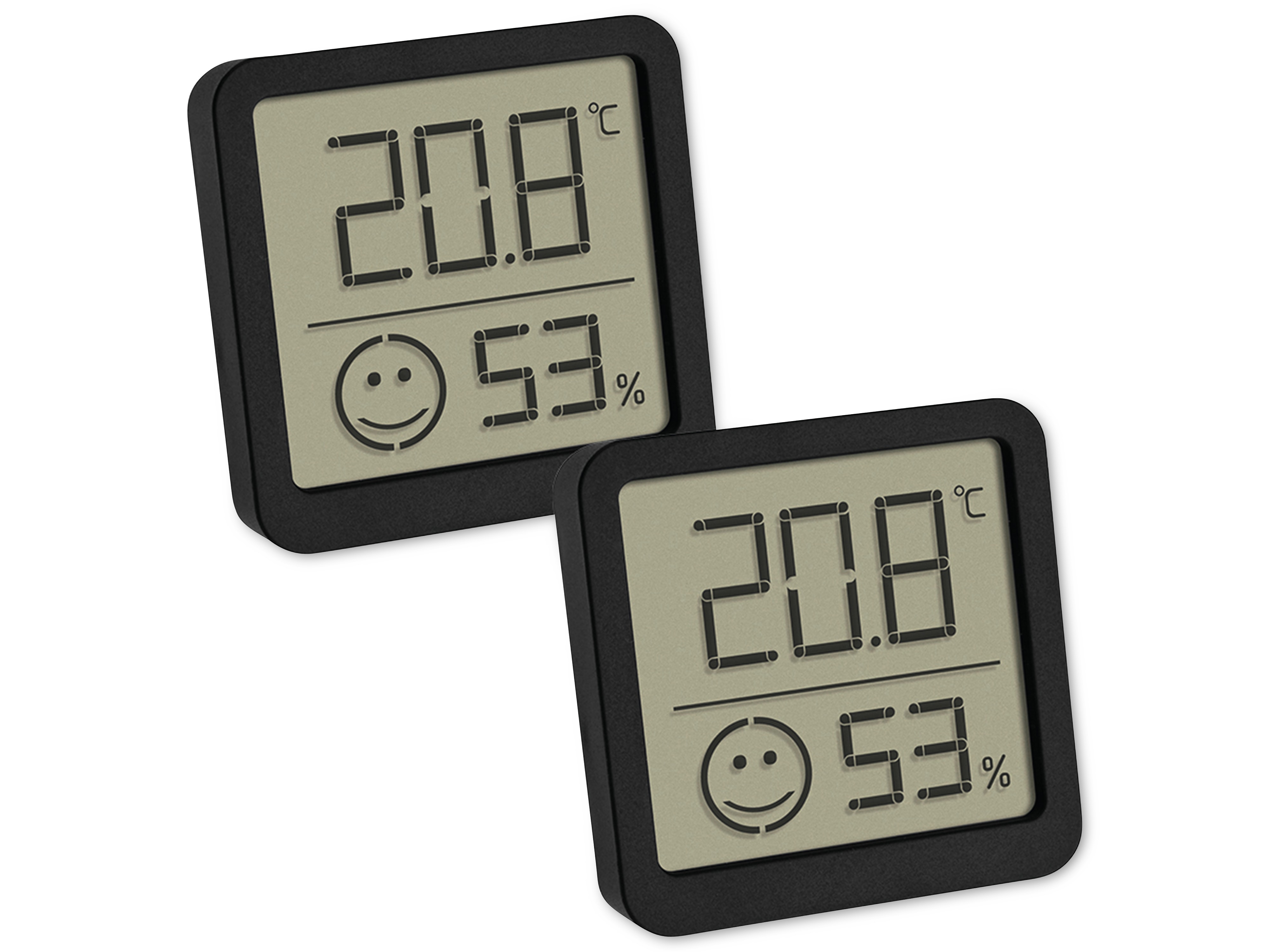 TFA Digitales Thermo-Hygrometer 30.5053.01.02, 2 Stück, schwarz TFA Digitales Thermo-Hygrometer 30.5053.01.02, 2 Stück, schwarz
