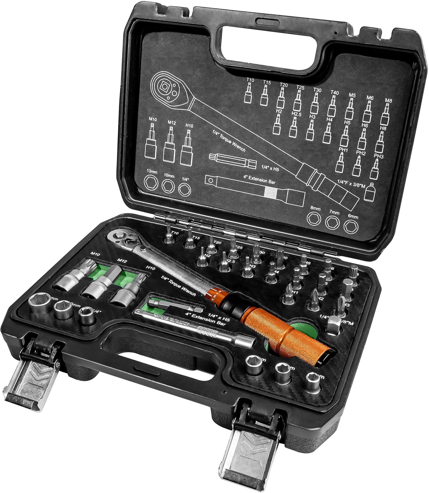BRÜDER MANNESMANN Drehmomentschlüssel-Satz M18315, 1/4", 5-25 Nm, 32-tlg BRÜDER MANNESMANN Drehmomentschlüssel-Satz, 1/4", 32-tlg