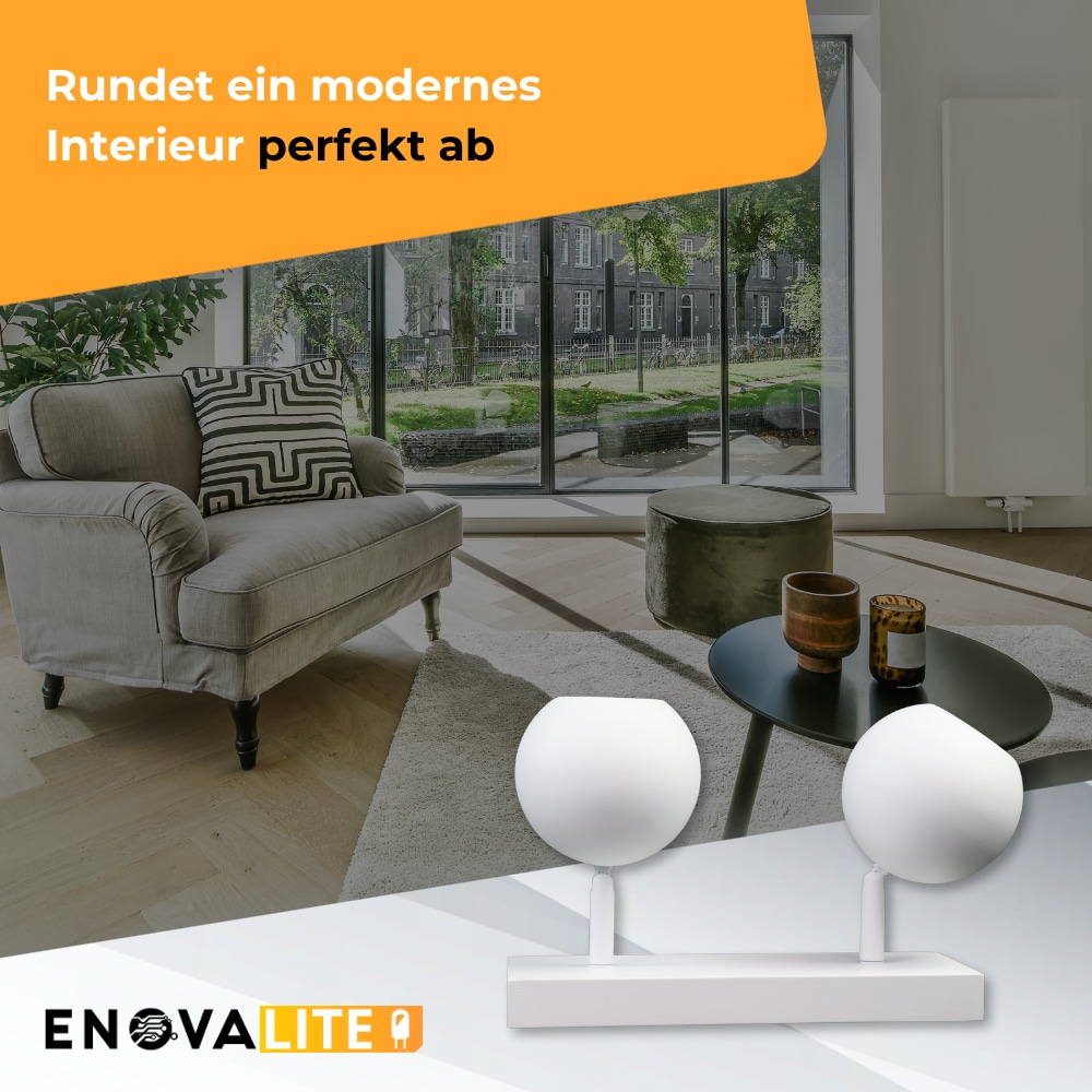 ENOVALITE Deckenleuchte GLOBE, GU10-Fassung, IP20, Ø10cm, 2 flammig, weiß