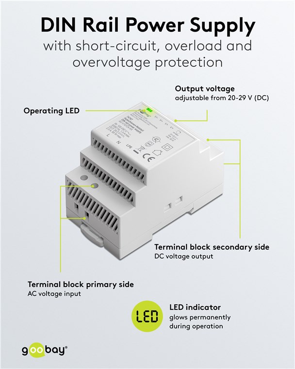 GOOBAY Hutschienen-Netzteil 74767, 24 V, 2,5 A, 60 W
