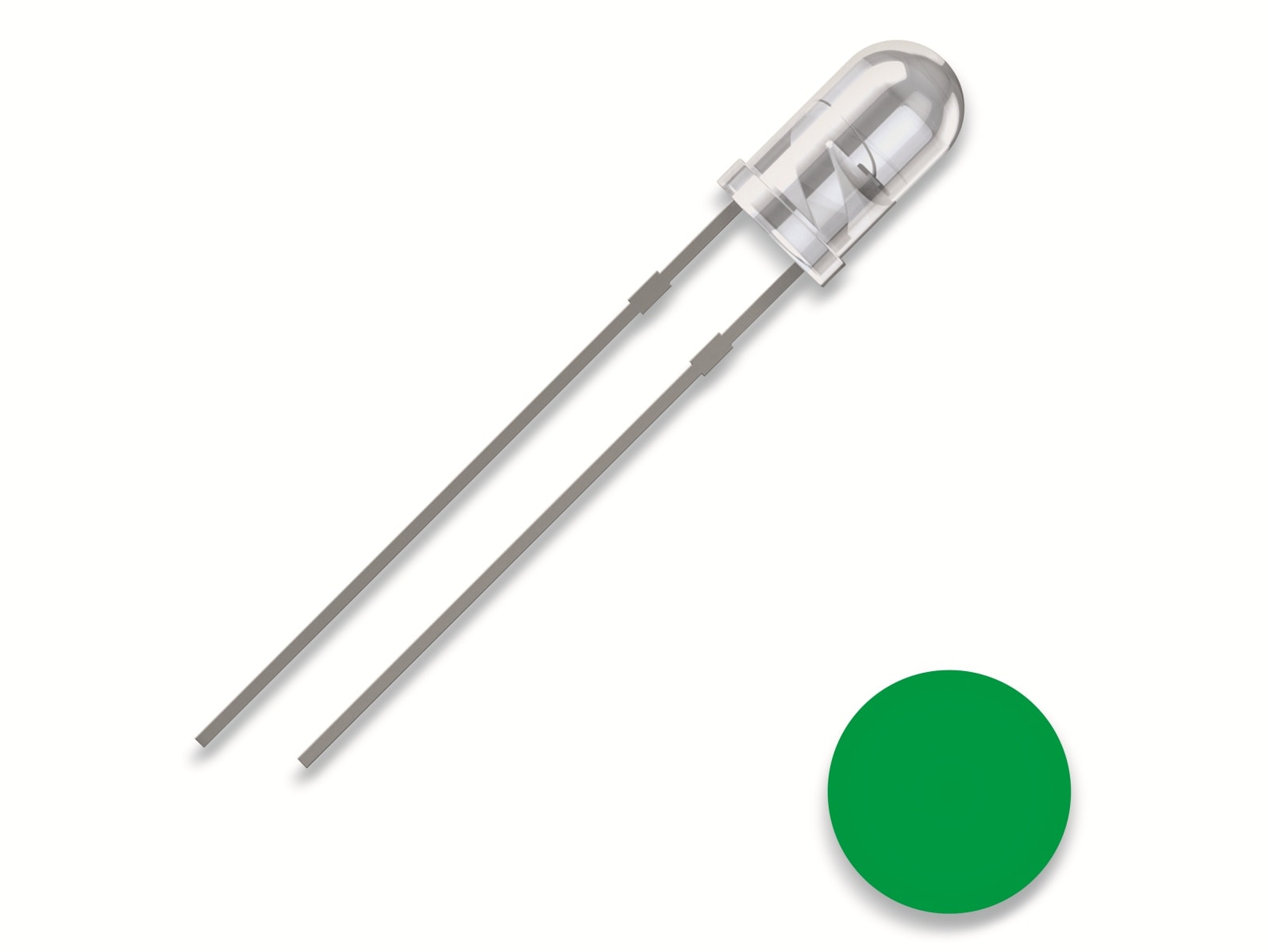 QUADRIOS LED, 3 mm, grün, 2,54 mm QUADRIOS LED, 3 mm, Lichtfarbe: Grün , Gehäusefarbe: Klar, 8000 mcd, 520 nm, 2,54 mm
