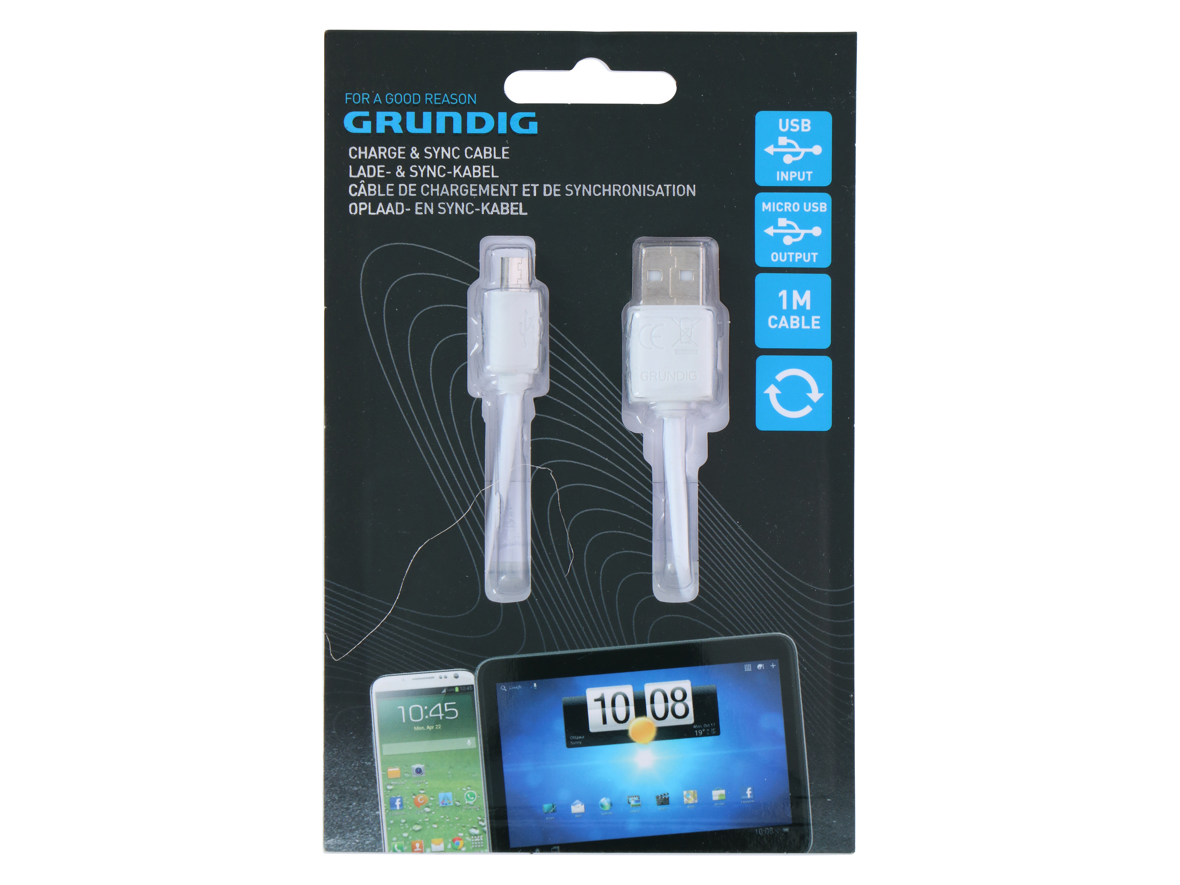 GRUNDIG, Ladekabel, USB-A auf USB-Micro-B, 1m, weiß GRUNDIG, Ladekabel, USB-A auf USB-Micro-B, 1m, weiß