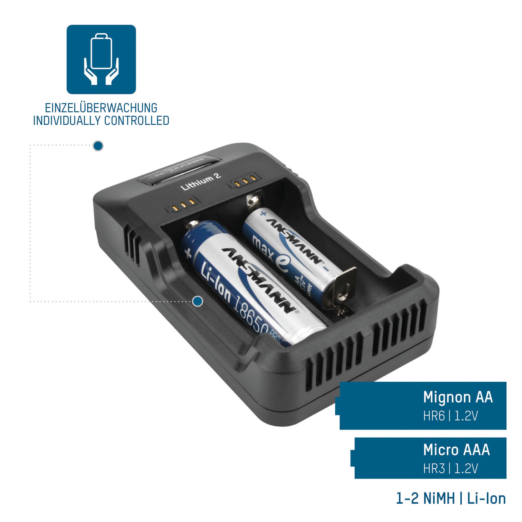 ANSMANN Ladegerät, Lithium 2, Li-Ion/NIMH, USB ANSMANN Ladegerät, Lithium 2, Li-Ion/NIMH, USB