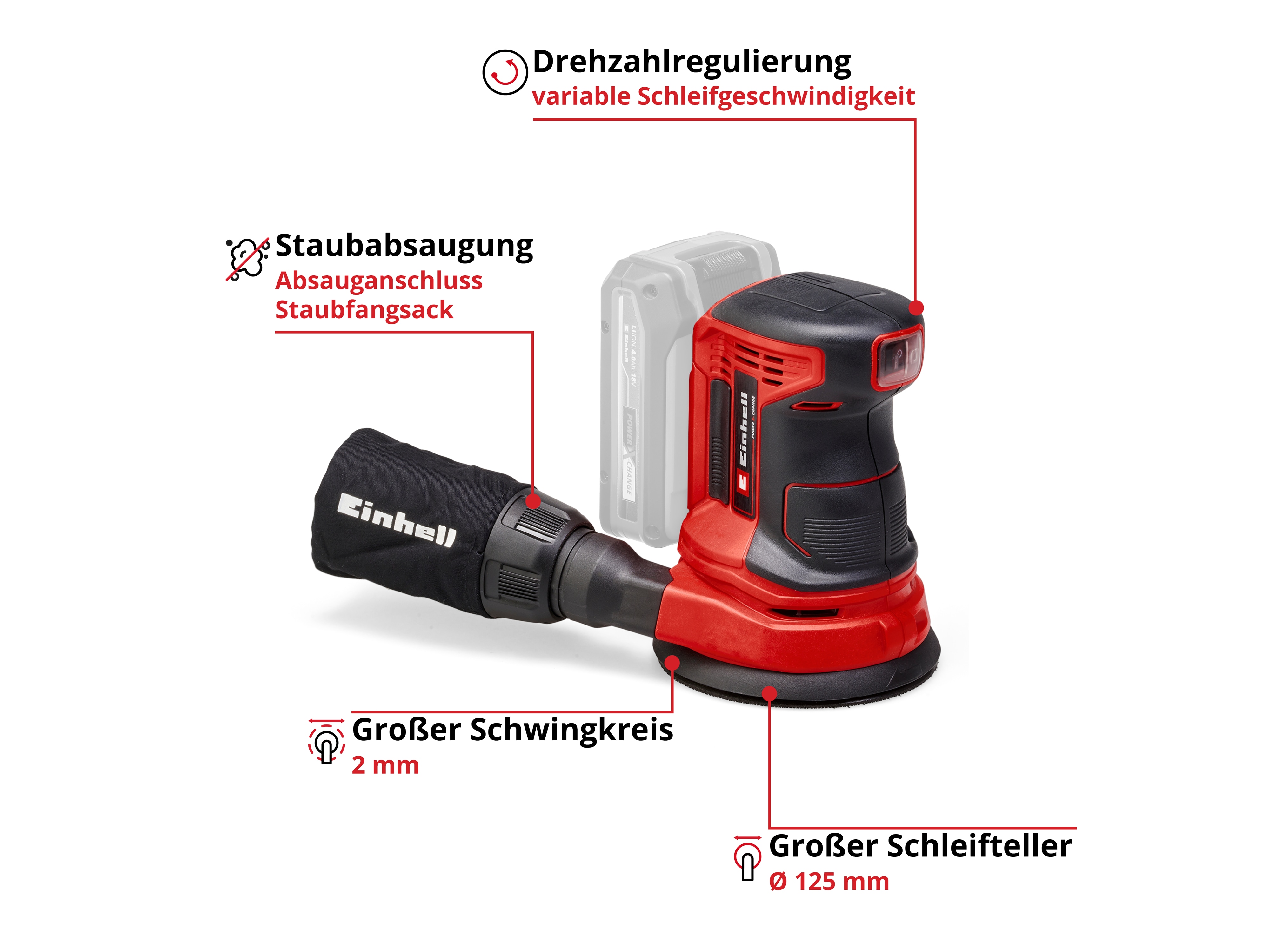 EINHELL Akku-Exzenterschleifer TE-RS 18 Li, Solo EINHELL Akku-Exzenterschleifer TE-RS 18 Li, Solo
