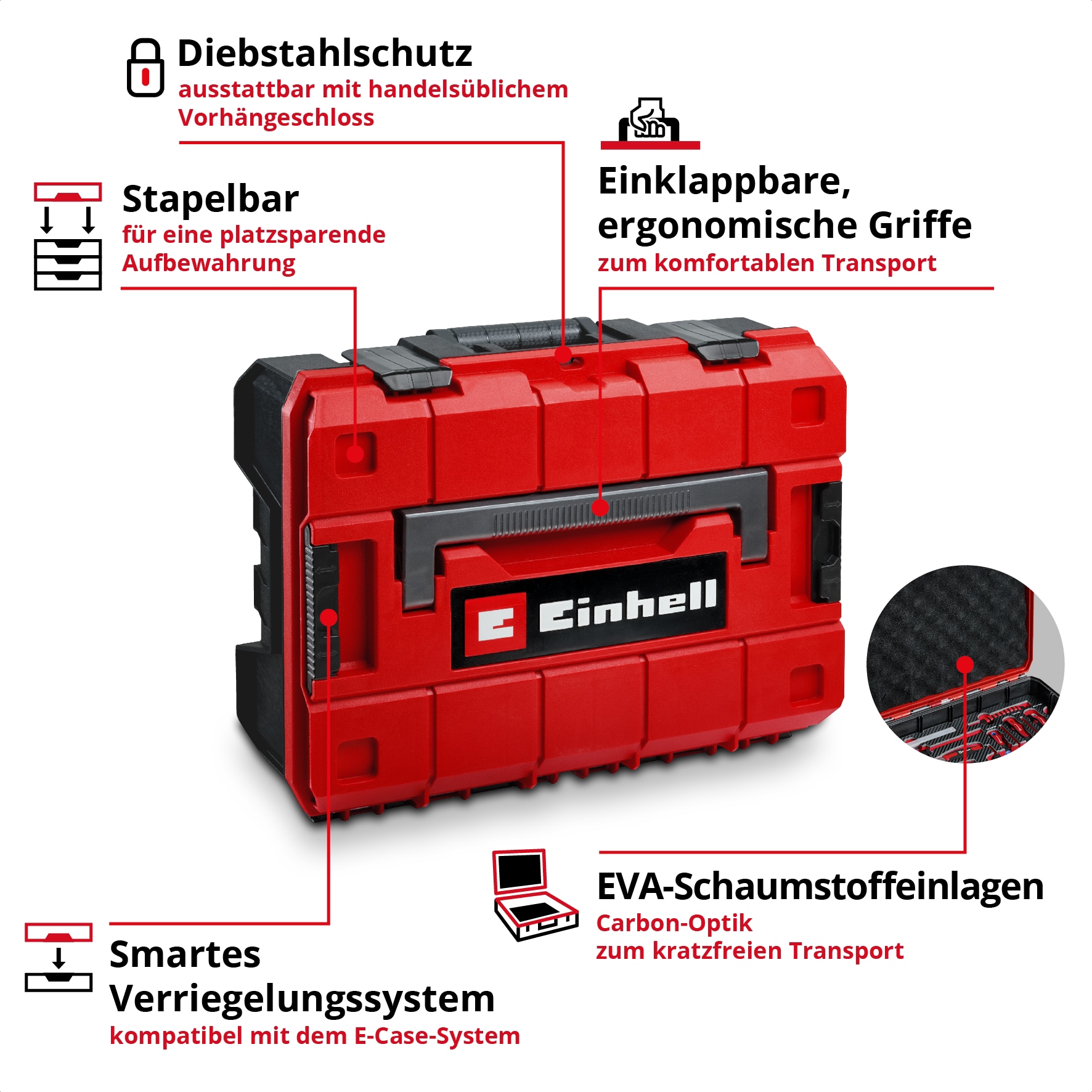 EINHELL Werkzeugkoffer, 370570, E-Case, 80-teilig EINHELL Werkzeugkoffer, 370570, E-Case, 80-teilig
