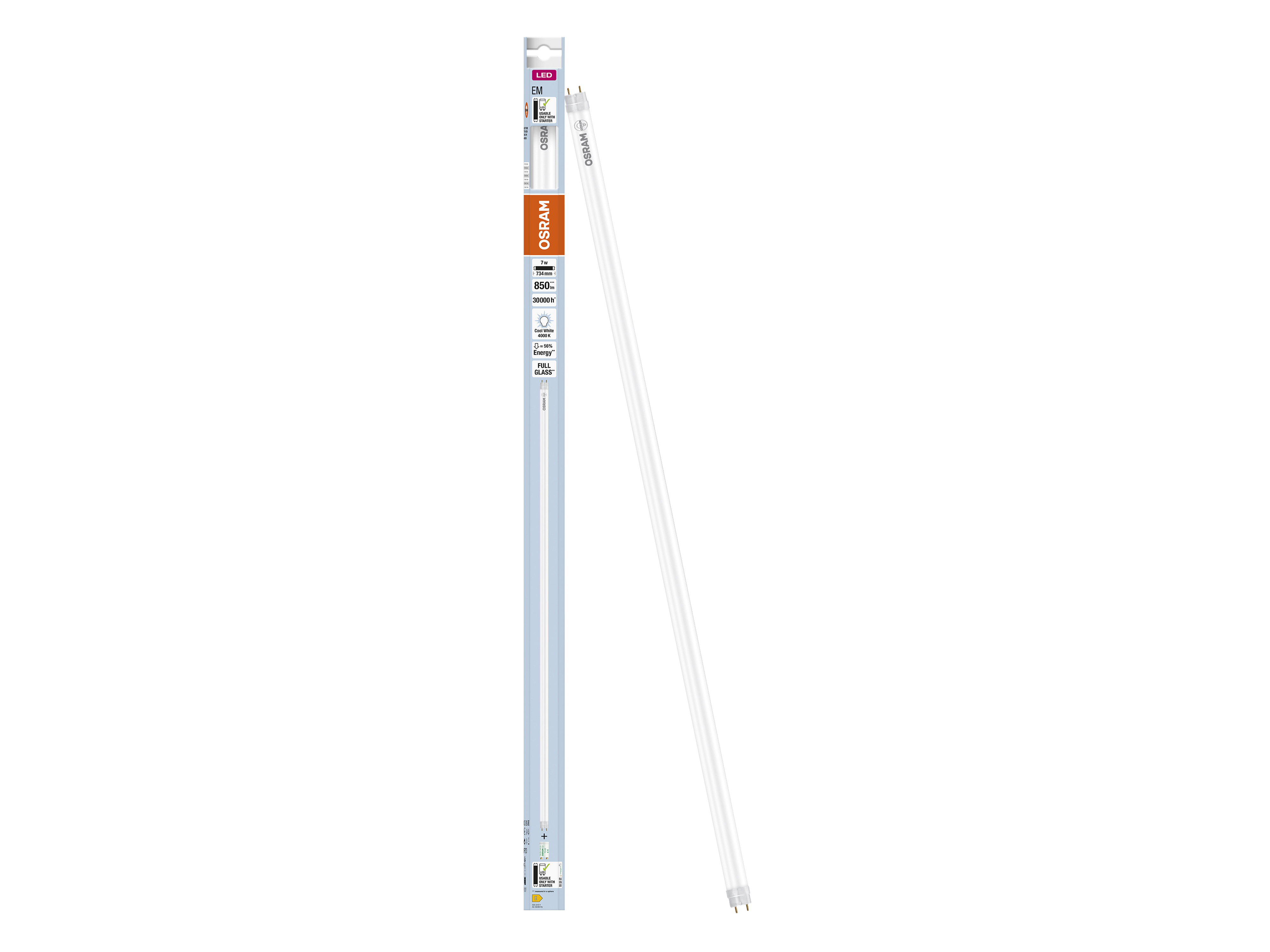 OSRAM LED-Röhre, T8, 720mm, G13, EEK: E, 7W, 850lm, 4000K OSRAM LED-Röhre, T8, 720mm, G13, EEK: E, 7W, 850lm, 4000K