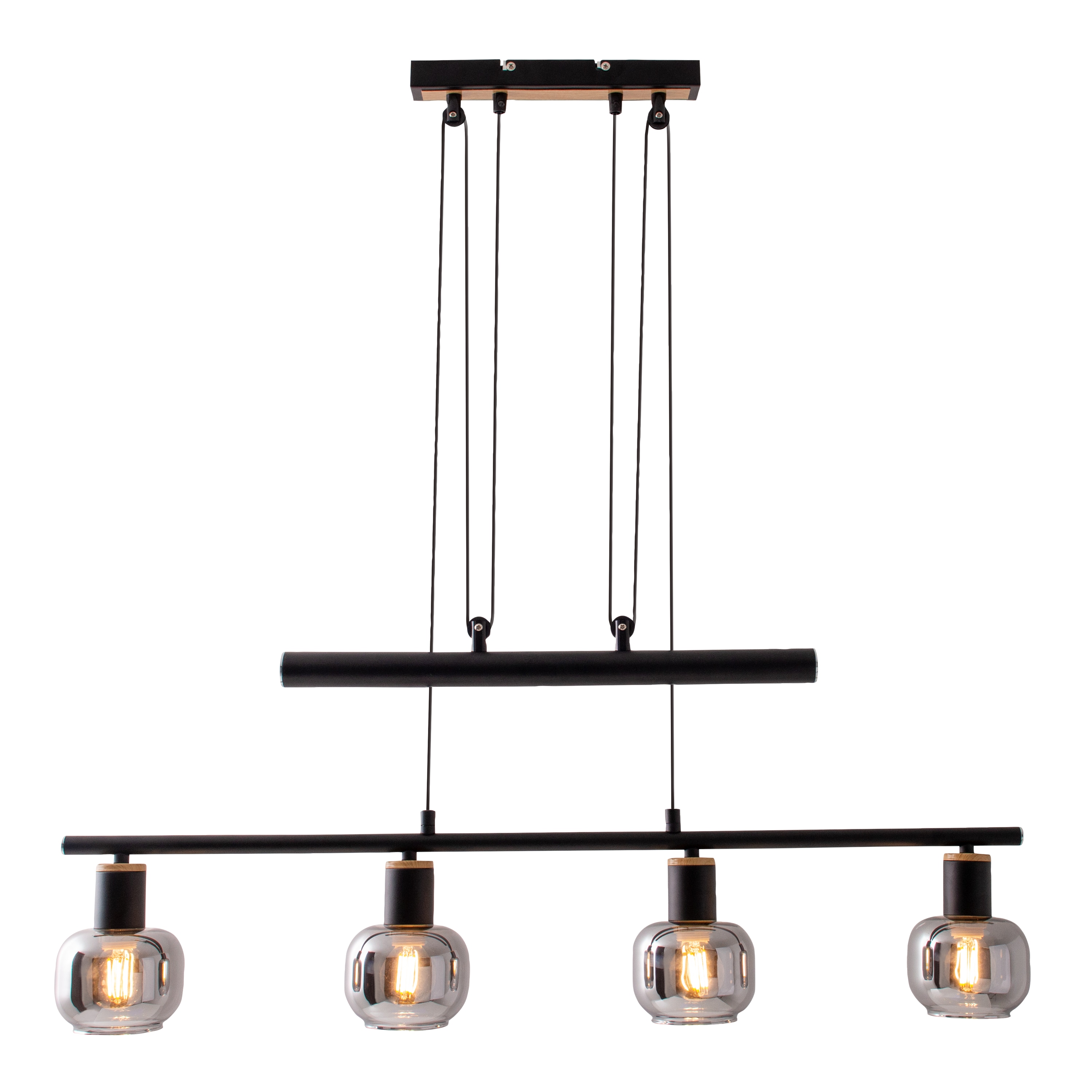 NÄVE Pendelleuchte 7090422, 40W, 4xE14, schwarz/natur NÄVE Pendelleuchte 7090422, 40W, 4xE14, schwarz/natur
