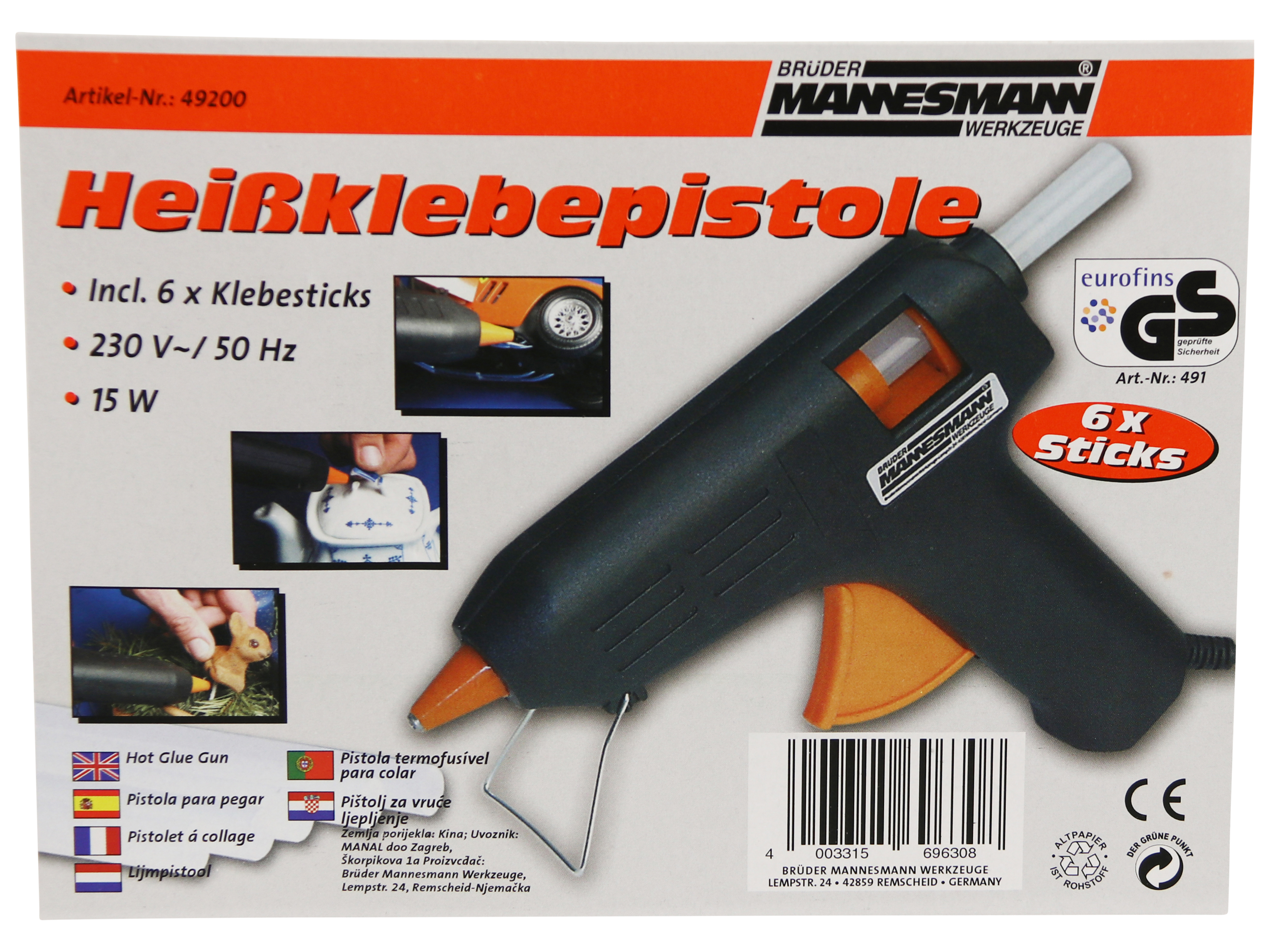 MANNESMANN Heißklebepistole 15W, im Koffer