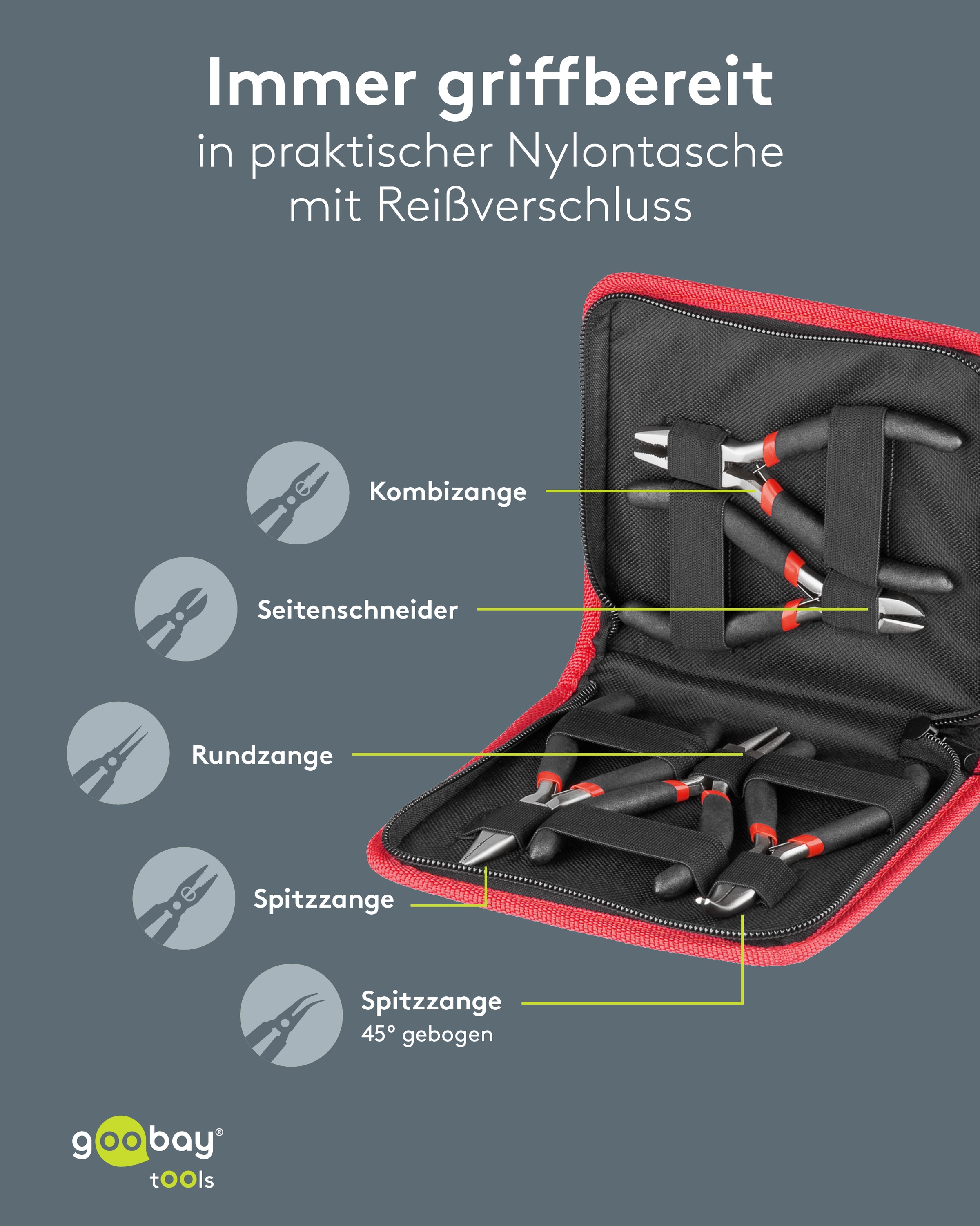 GOOBAY TOOLS Zangenset, 77115, 5-teilig GOOBAY TOOLS Zangenset, 77115, 5-teilig