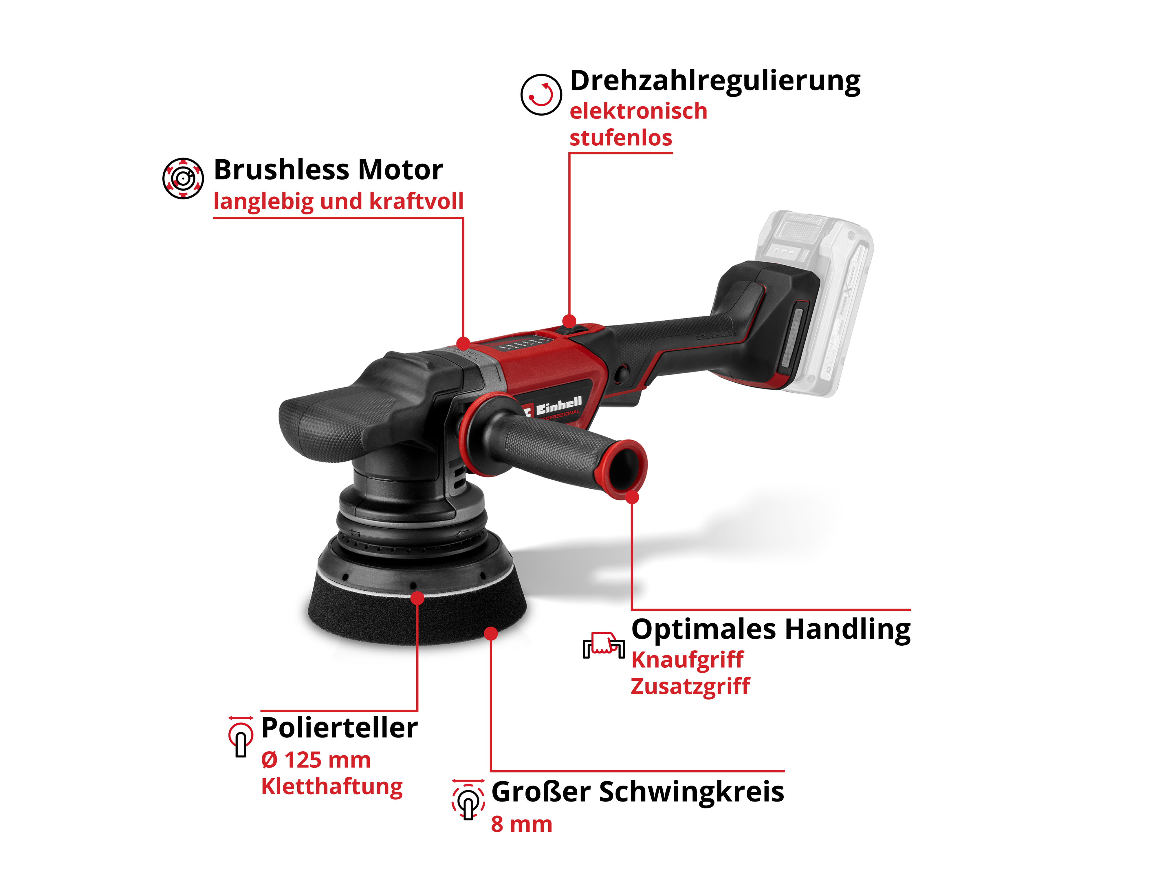 EINHELL PROFESSIONAL Akku-Exzenterschleifer CP-EP 18/125 Li BL, 2093330, Solo EINHELL PROFESSIONAL Akku-Exzenterschleifer CP-EP 18/125 Li BL, 2093330, Solo