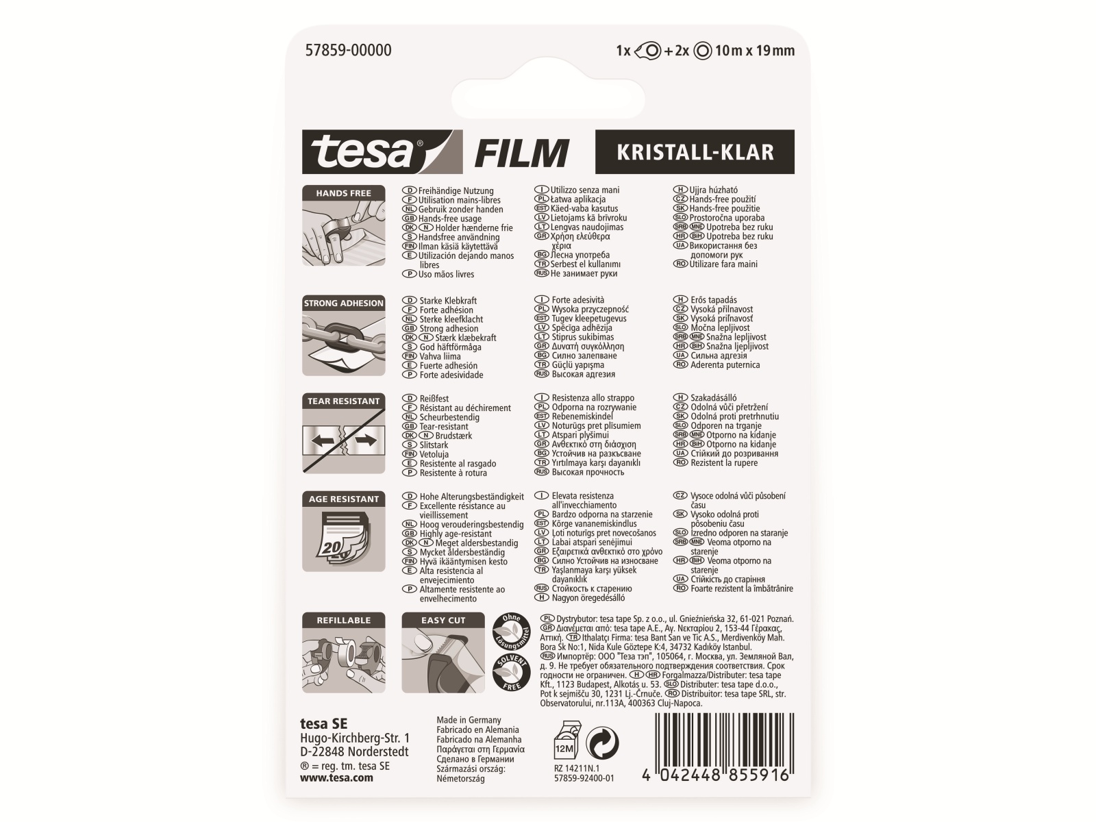 TESA film® kristall-klar, 2 Rollen + Mini Abroller, 10m:19mm, 57859-00000-13 TESA film® kristall-klar, 2 Rollen + Mini Abroller, 10m:19mm, 57859-00000-13