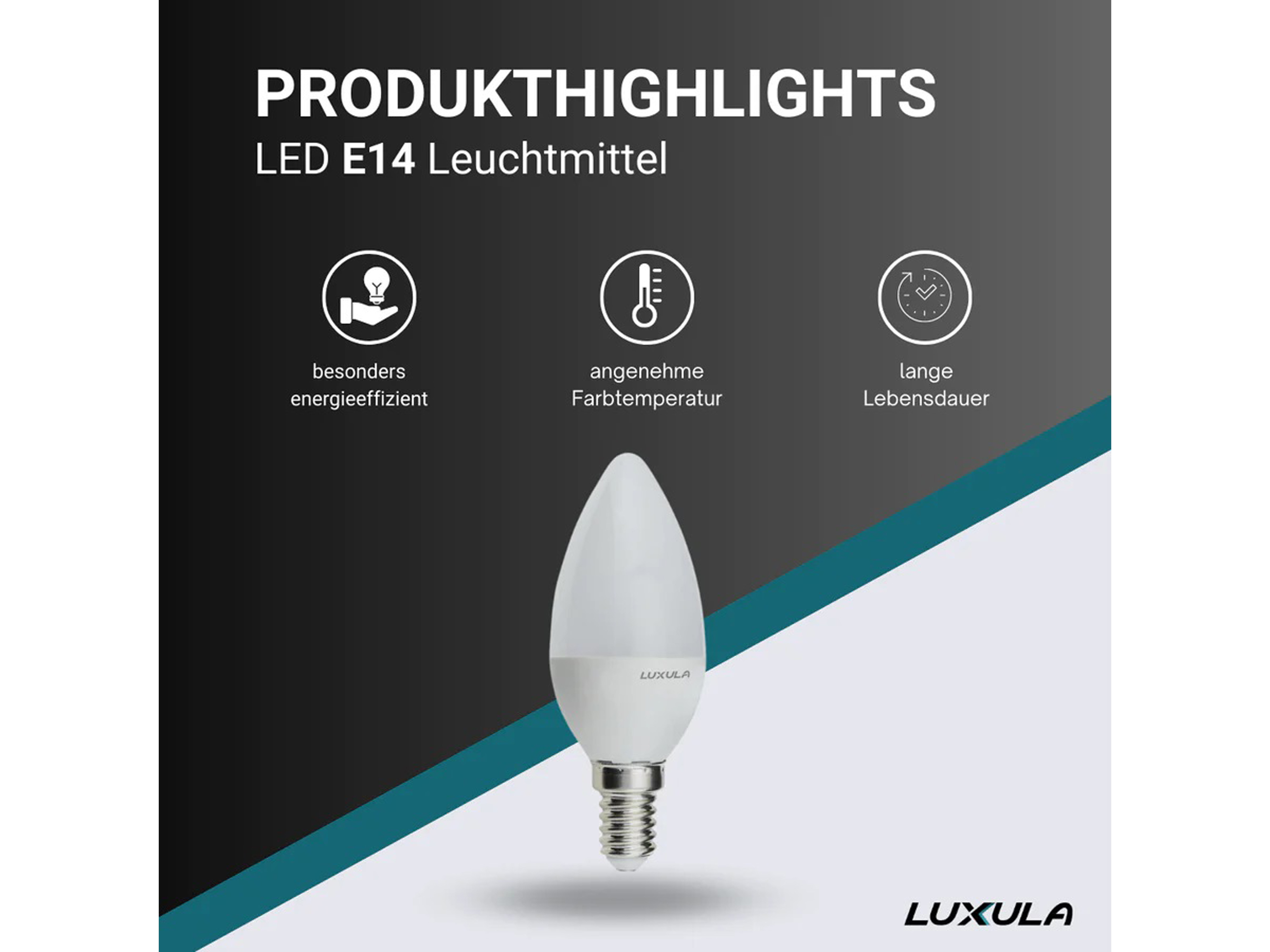 LUXULA LED-Lampe, Kerzenform, E14, EEK: F, 5W, 436lm, 2700K LUXULA LED-Lampe, Kerzenform, E14, EEK: F, 5W, 436lm, 2700K