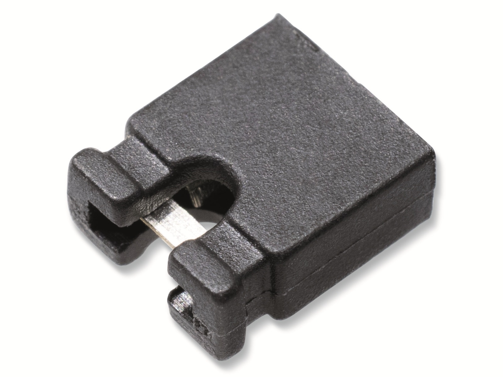 Kurzschlussbrücke / Jumper, schwarz, 2,54 mm, oben offen, 2 Pol Kurzschlussbrücke / Jumper, schwarz, 2,54 mm, oben offen, 2 Pol
