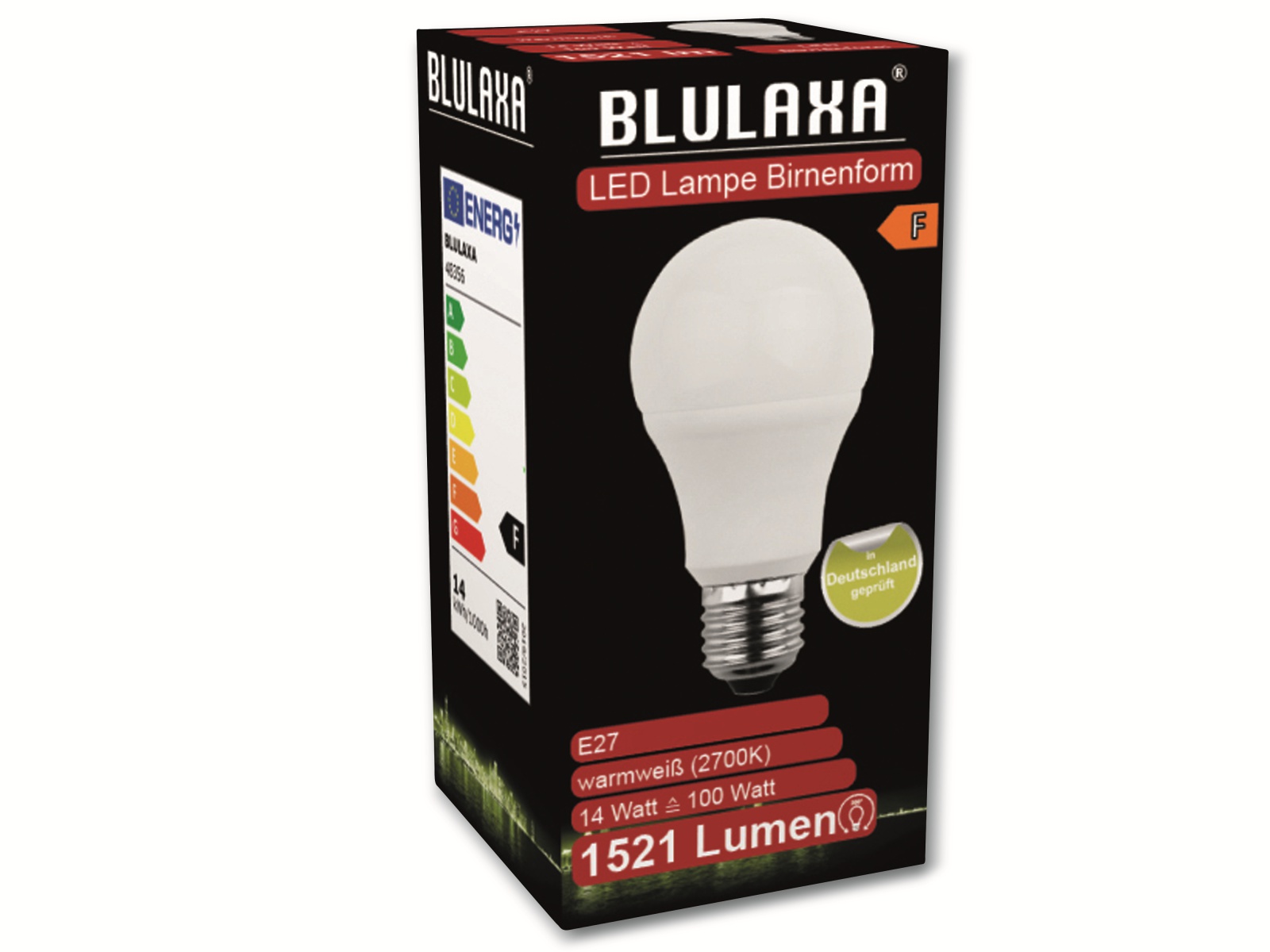 BLULAXA LED-SMD-Lampe, A60, E27, EEK: F, 14 W, 1521 lm, 2700 K BLULAXA LED-SMD-Lampe, A60, E27, EEK: F, 14 W, 1521 lm, 2700 K
