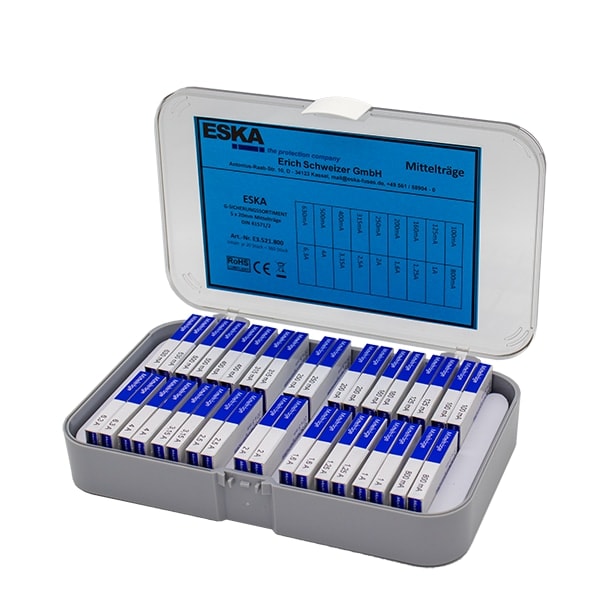 ESKA Feinsicherung-Sortiment, E3521800, (Ø x L) 5 mm x 20 mm Mittelträge -M- Inhalt 360 St. ESKA Feinsicherung-Sortiment, E3521800, (Ø x L) 5 mm x 20 mm Mittelträge -M- Inhalt 360 St.