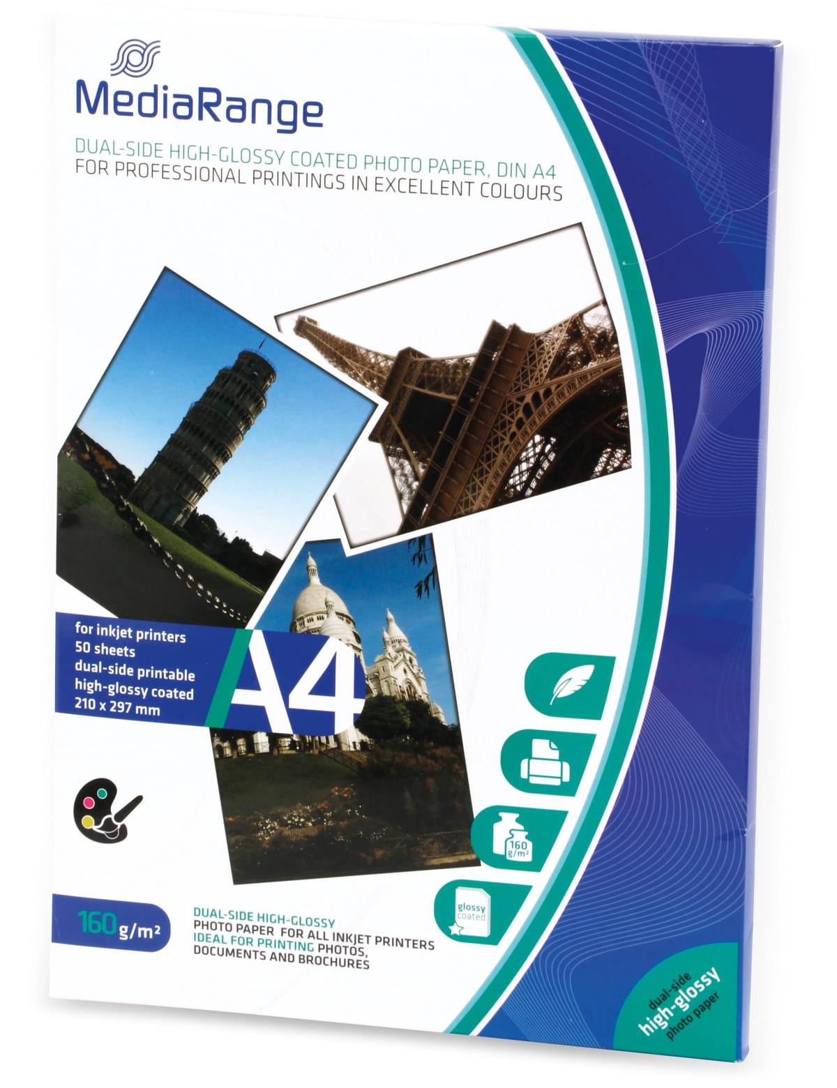 MEDIARANGE Fotopapier DIN A4, 160 g/m², hochglanz, 50 Blatt MEDIARANGE Fotopapier DIN A4, 160 g/m², hochglanz, 50 Blatt