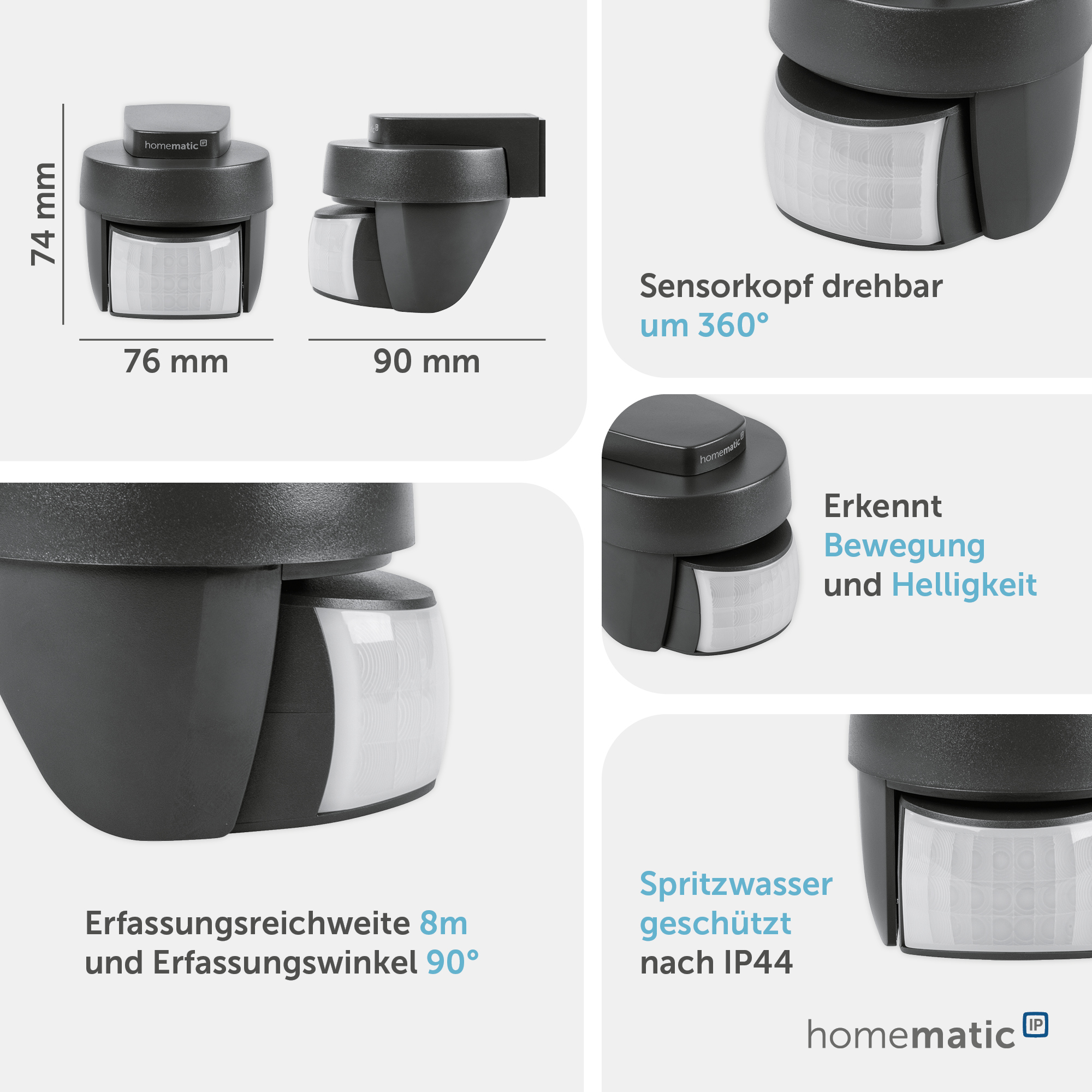 HOMEMATIC IP 156227A0, Bewegungsmelder, außen, anthrazit HOMEMATIC IP 156227A0, Bewegungsmelder, außen, anthrazit