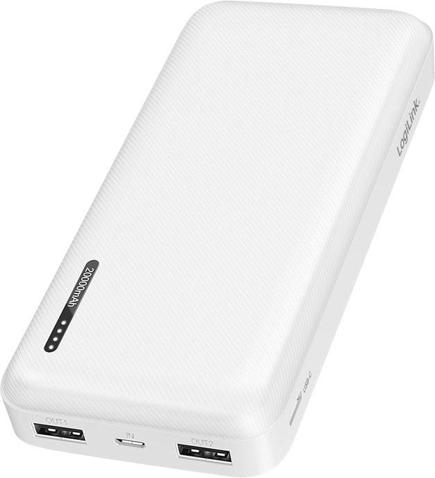 LOGILINK Powerbank PA0323W, 20.000 mAh, 2x USB-A, 1x USB-C, weiß