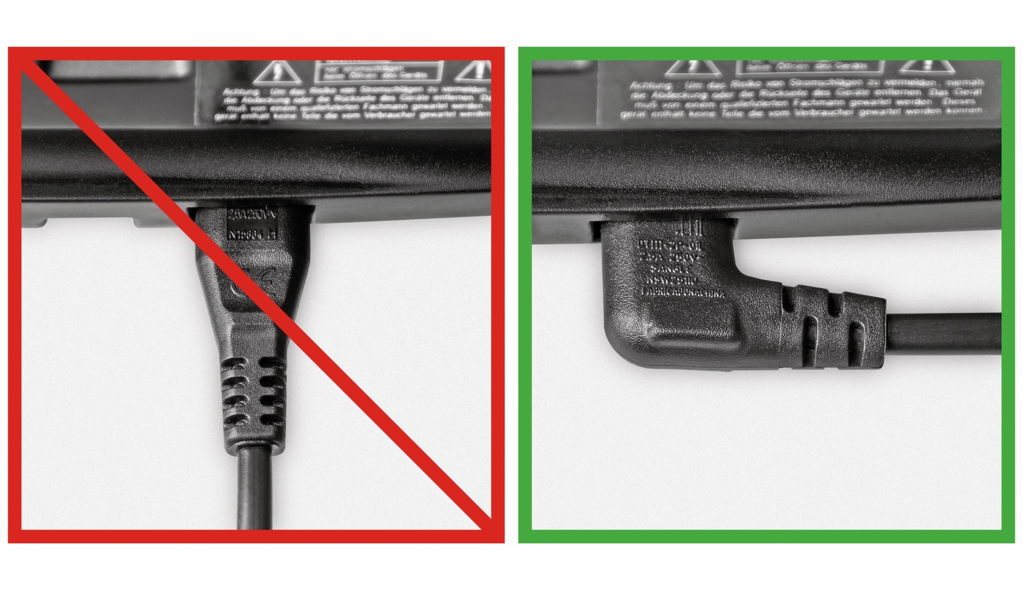 GOOBAY Euro-Netzkabel mit Doppelnutkupplung, schwarz, 3m, 90°