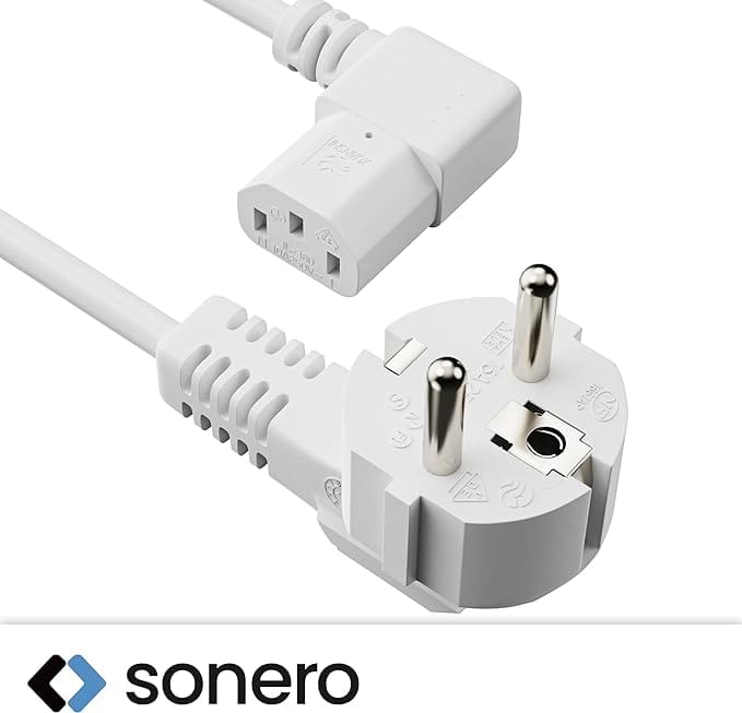 SONERO Netzkabel Schutzkontaktstecker, X-SKW-C13W-010W, 90°, weiß, 1m SONERO Netzkabel Schutzkontaktstecker, X-SKW-C13W-010W, 90°, weiß, 1m