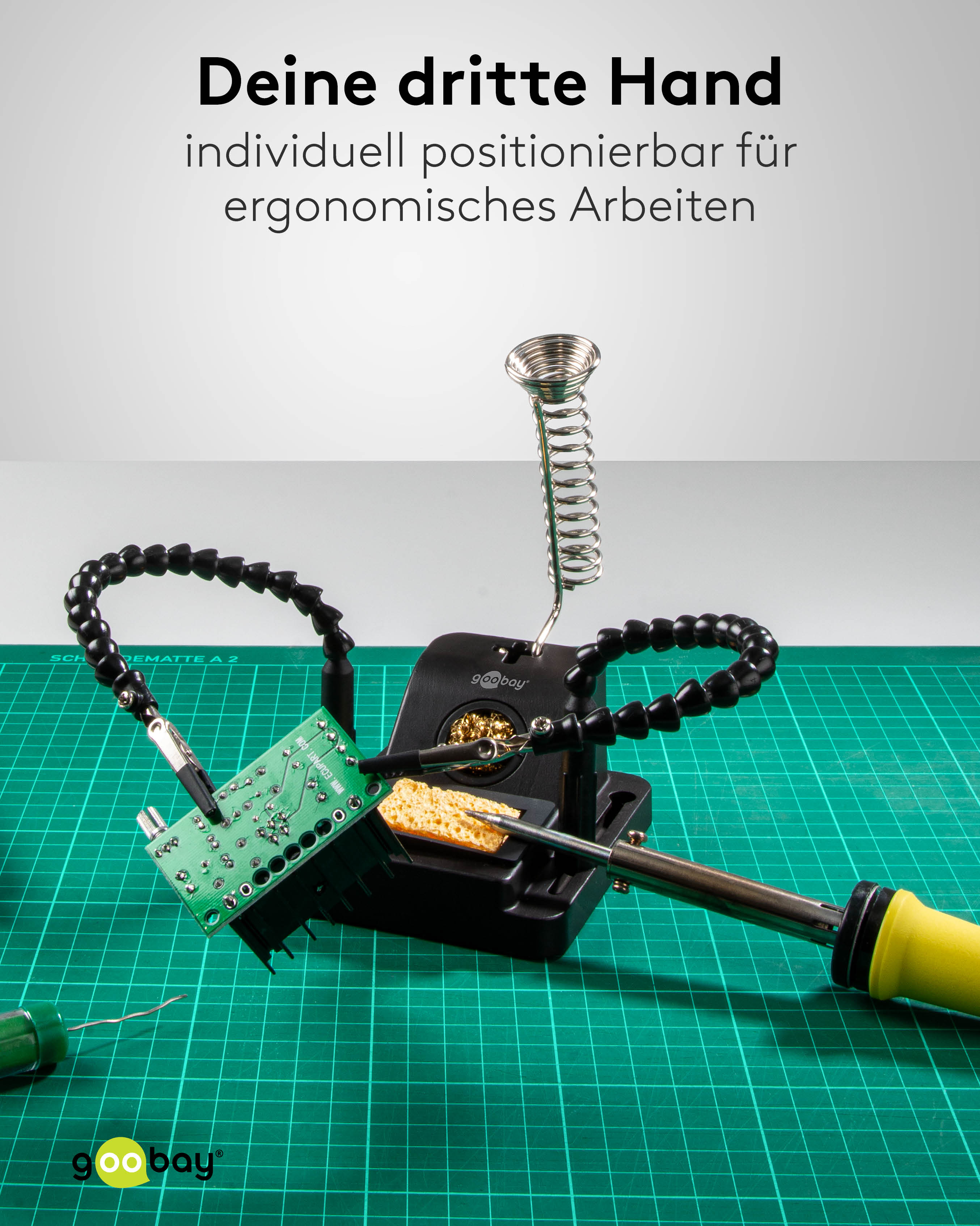 GOOBAY Löthilfe, 76561, mit Schwanenhals-Armen und Lötkolbenständer GOOBAY Löthilfe, 76561, mit Schwanenhals-Armen und Lötkolbenständer
