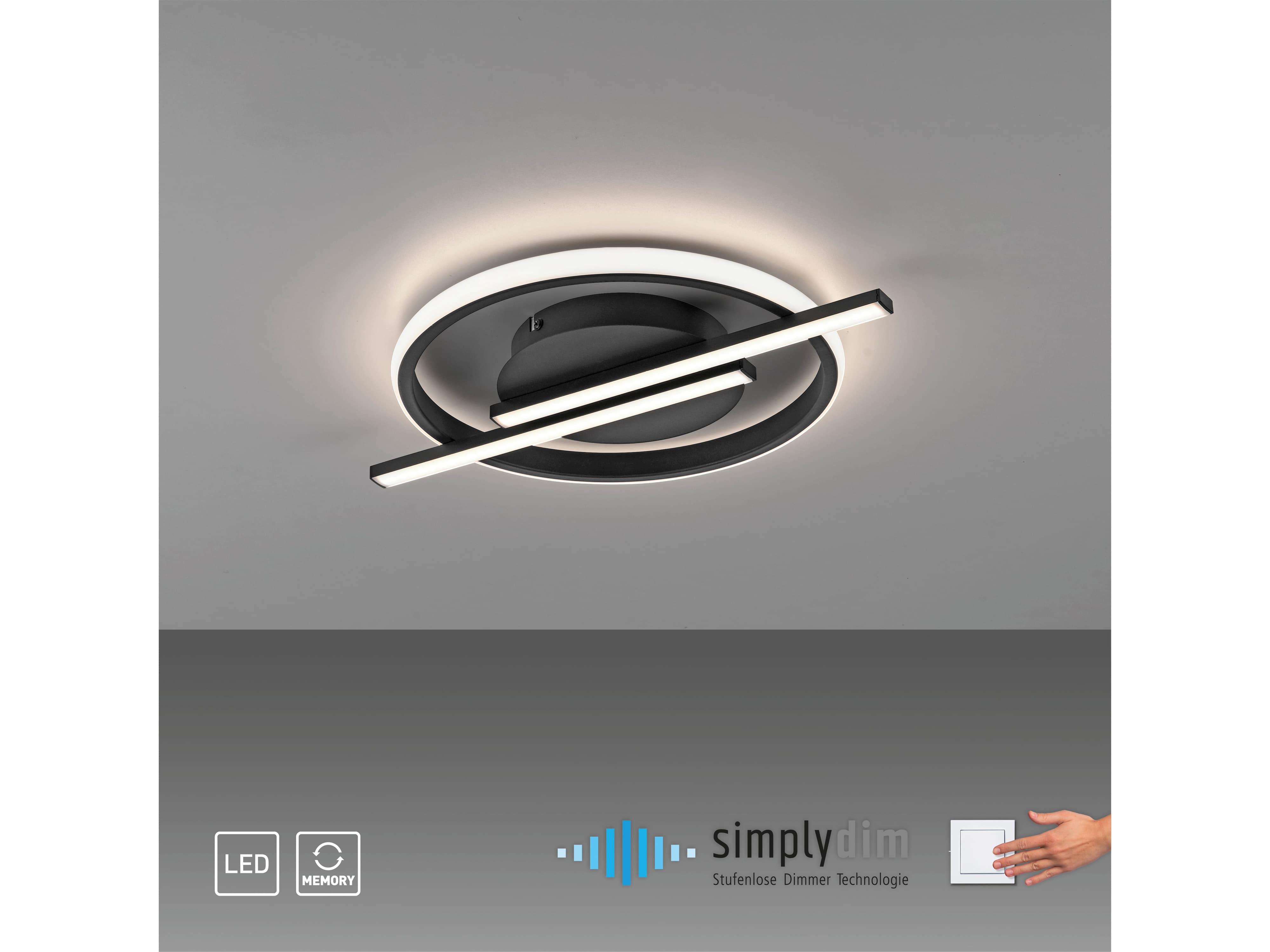 JUST LIGHT LED-Deckenleuchte 14130-18 schwarz, 17,5 W, 2100 lm, 3000 K, Dimmbar JUST LIGHT LED-Deckenleuchte 14130-18 schwarz, 17,5 W, 2100 lm, 3000 K, Dimmbar