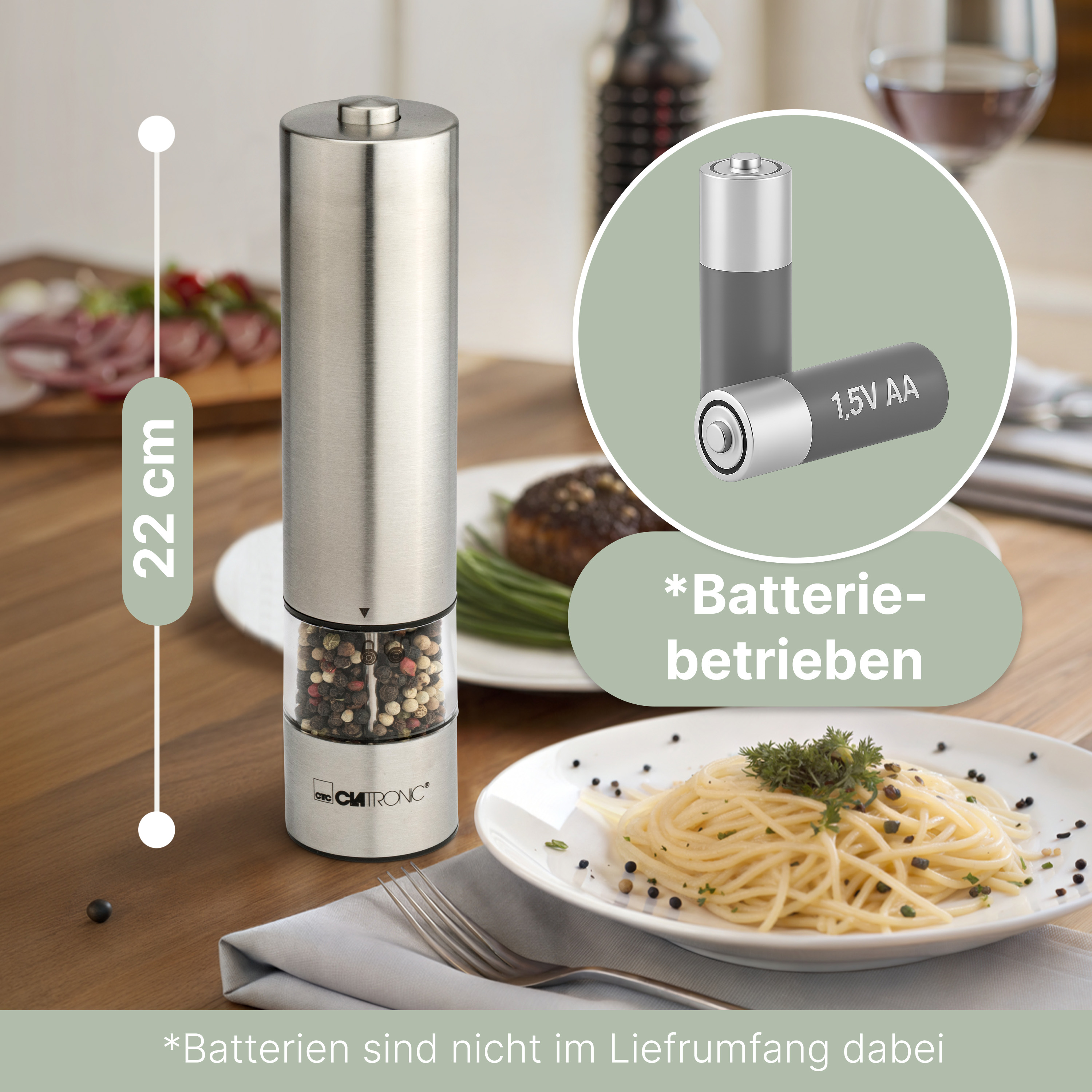 CLATRONIC Salz & Pfeffermühle PSM 3004 N, elektrisch, mit Licht, Karamik-Mahlwerk CLATRONIC Salz & Pfeffermühle PSM 3004 N, elektrisch, mit Licht, Karamik-Mahlwerk