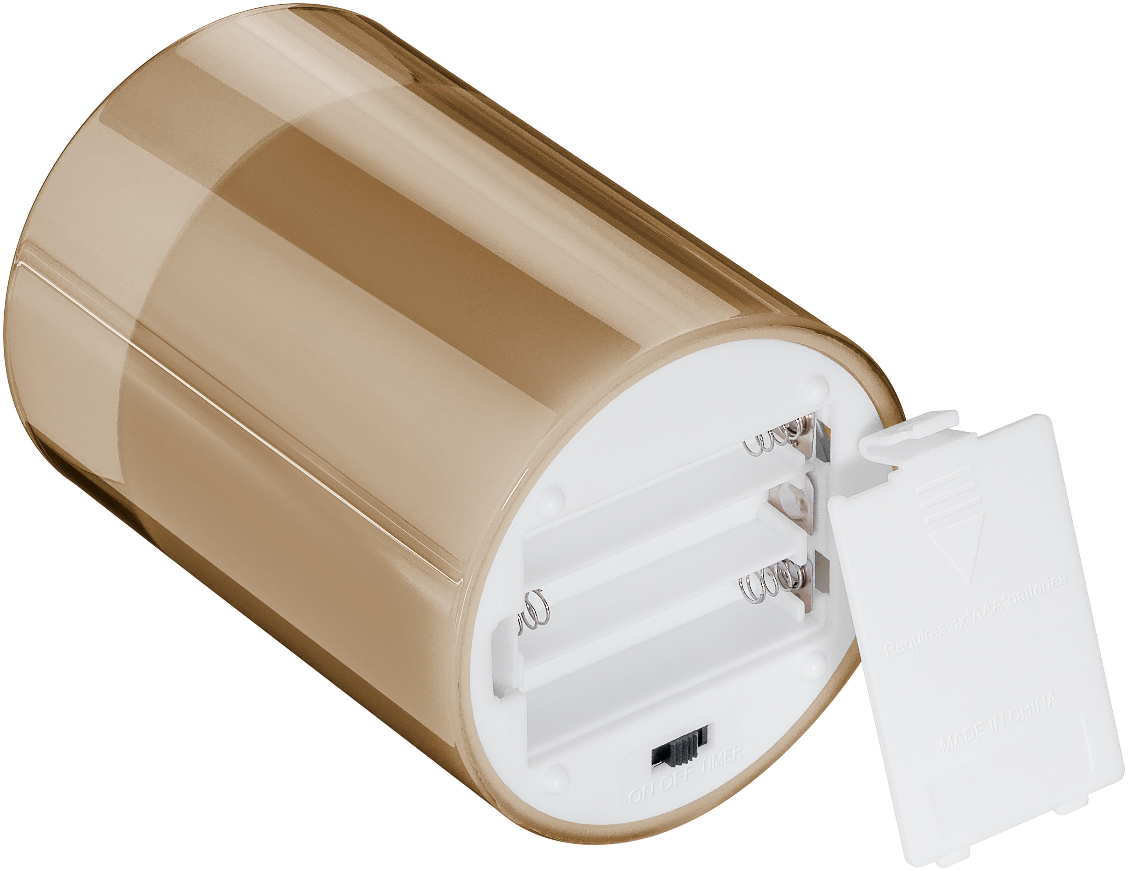 GOOBAY LED-Echtwachskerzen, Glas, Timerfunktion, 3 Stück, warmweiß, grau