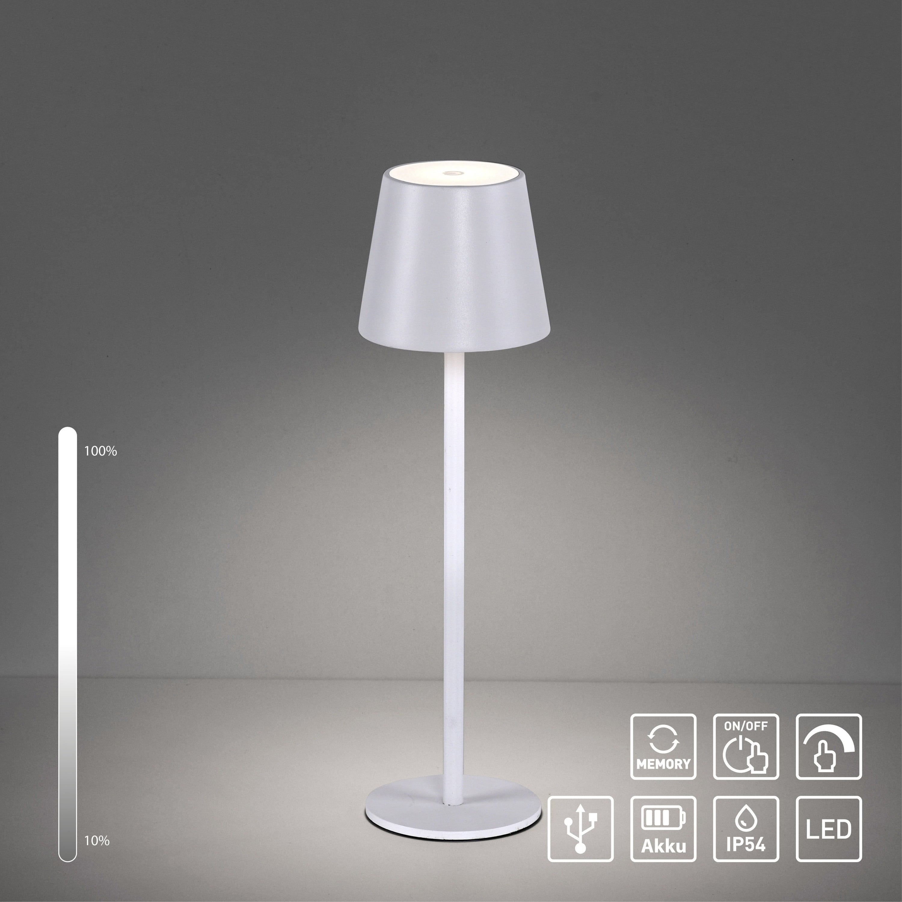 JUST LIGHT LED-Akku-Tischleuchte 19250-16 weiß, 2,5 W, 320 lm, 3000 K, IP54 JUST LIGHT LED-Akku-Tischleuchte 19250-16 weiß, 2,5 W, 320 lm, 3000 K, IP54