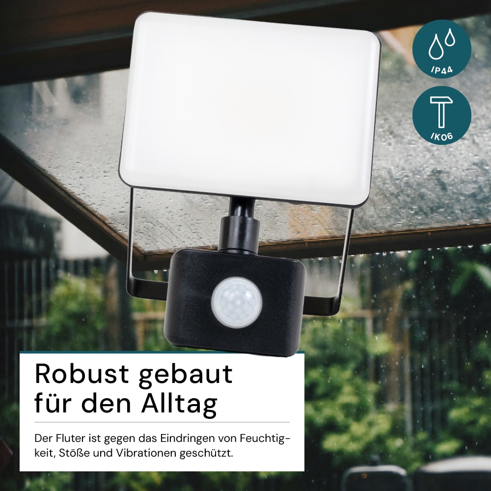 LUXULA LED-Fluter mit Bewegungsmelder, EEK: F, 20W, 2000lm, 4000K, IP44,, weiß LED-Fluter LUXULA mit Bewegungsmelder, EEK: F, 20W, 2000lm, 4000K, schwarz