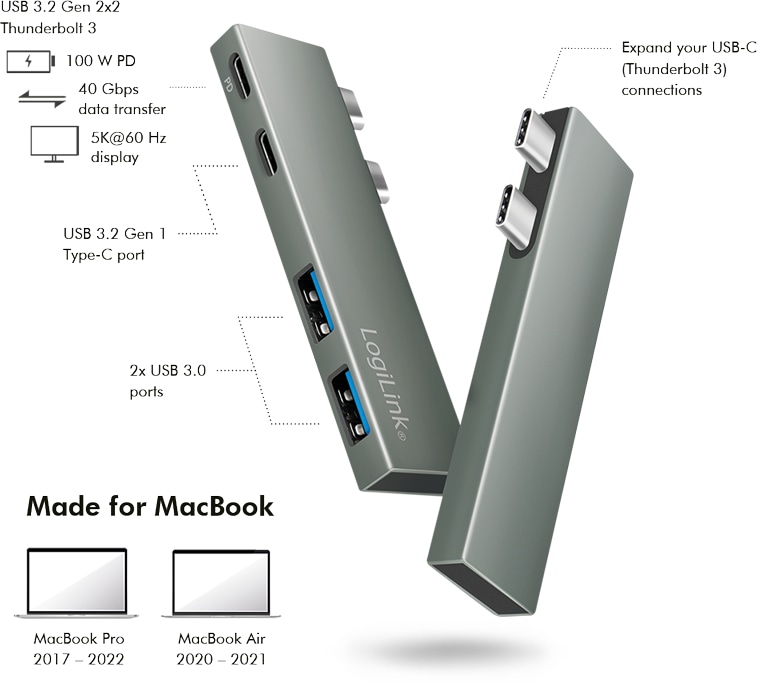 LOGILINK USB 3.2 Dockingstation UA0399, Gen2x2, 4-Port, PD, silber LOGILINK USB 3.2 Dockingstation UA0399, Gen2x2, 4-Port, PD, silber