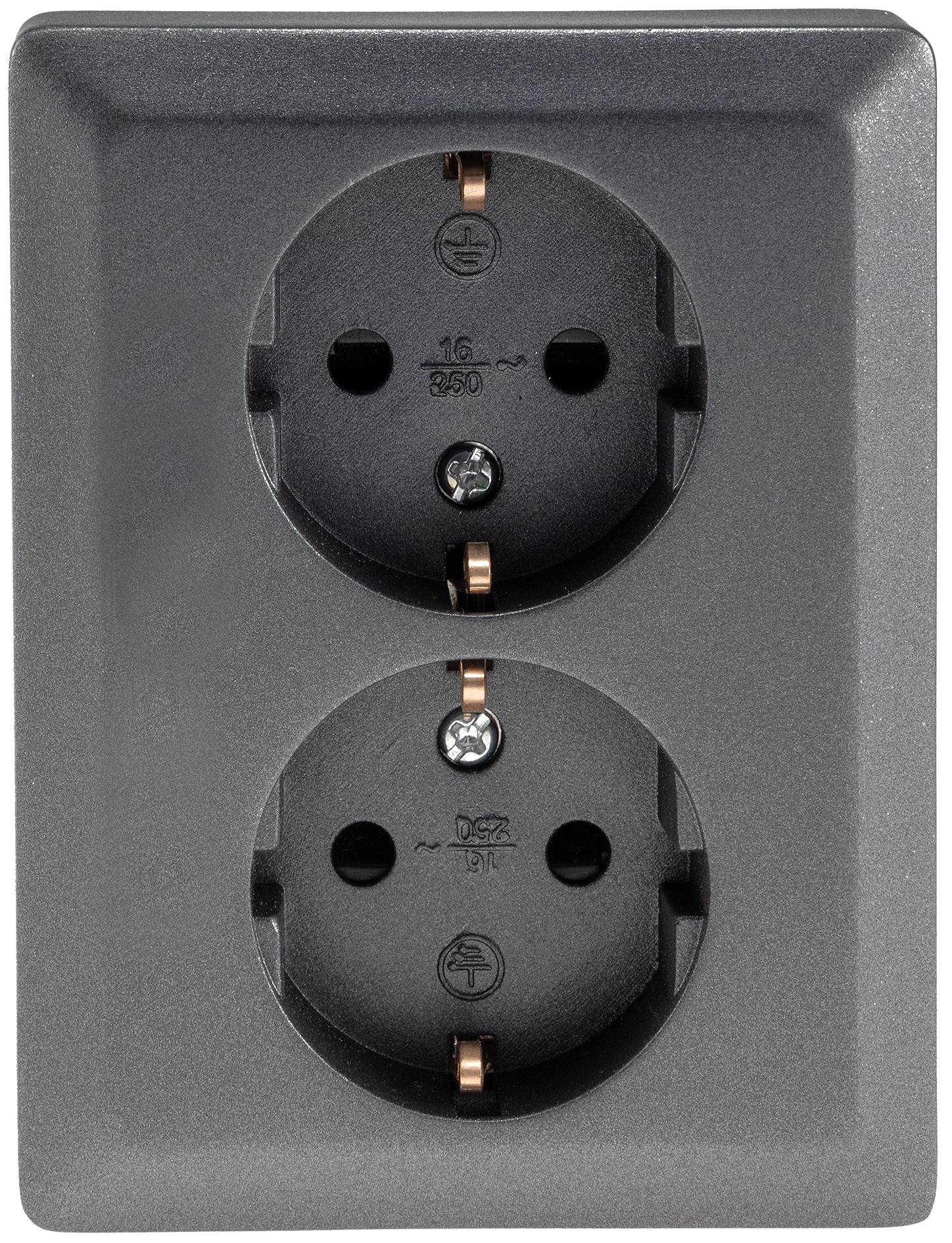 MILOS Schutzkontakt-Steckdose 23718, 2-fach, 2in1, 16A/250V, UP, anthrazit